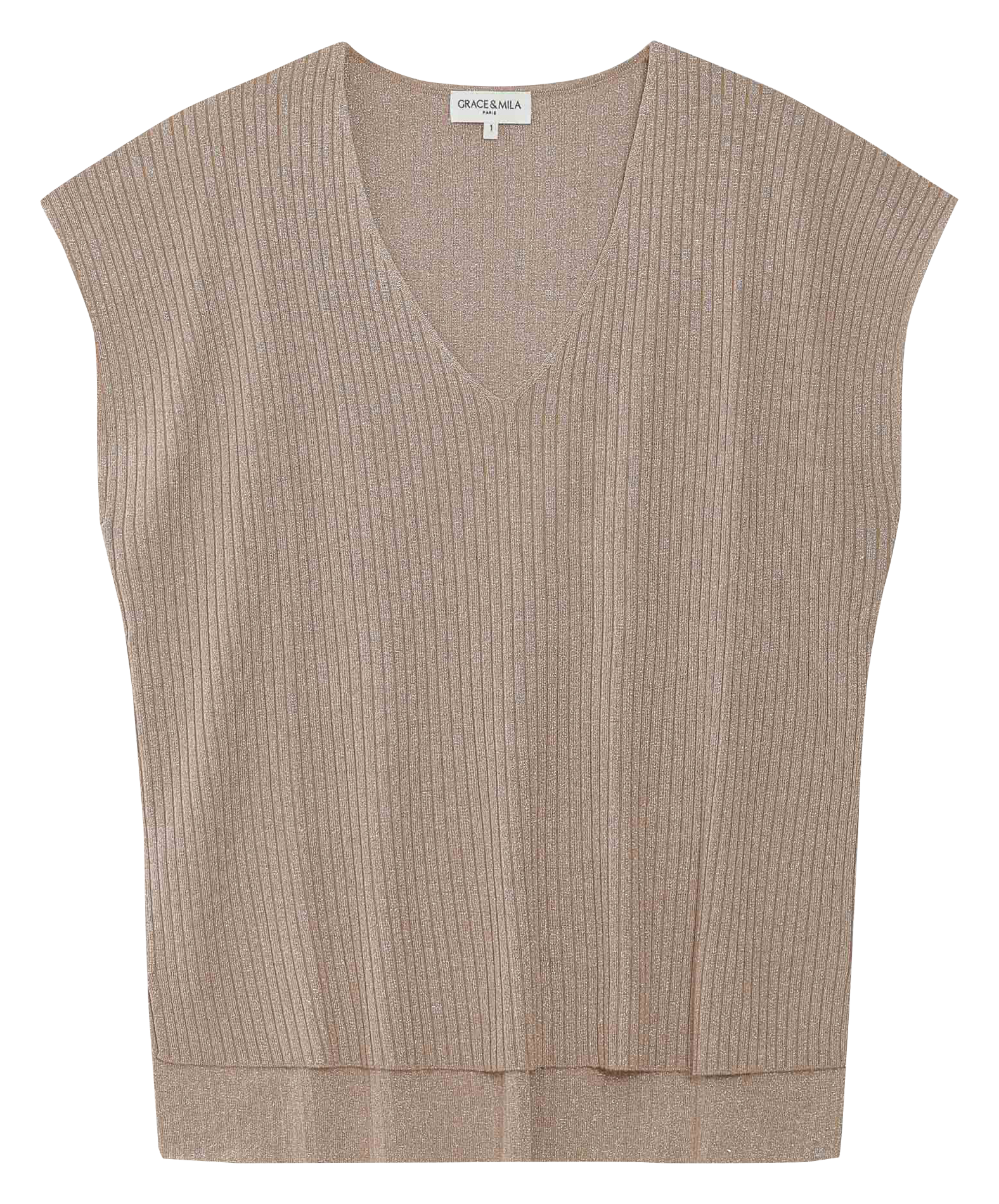 Top col V  GRACE ET MILA Doré