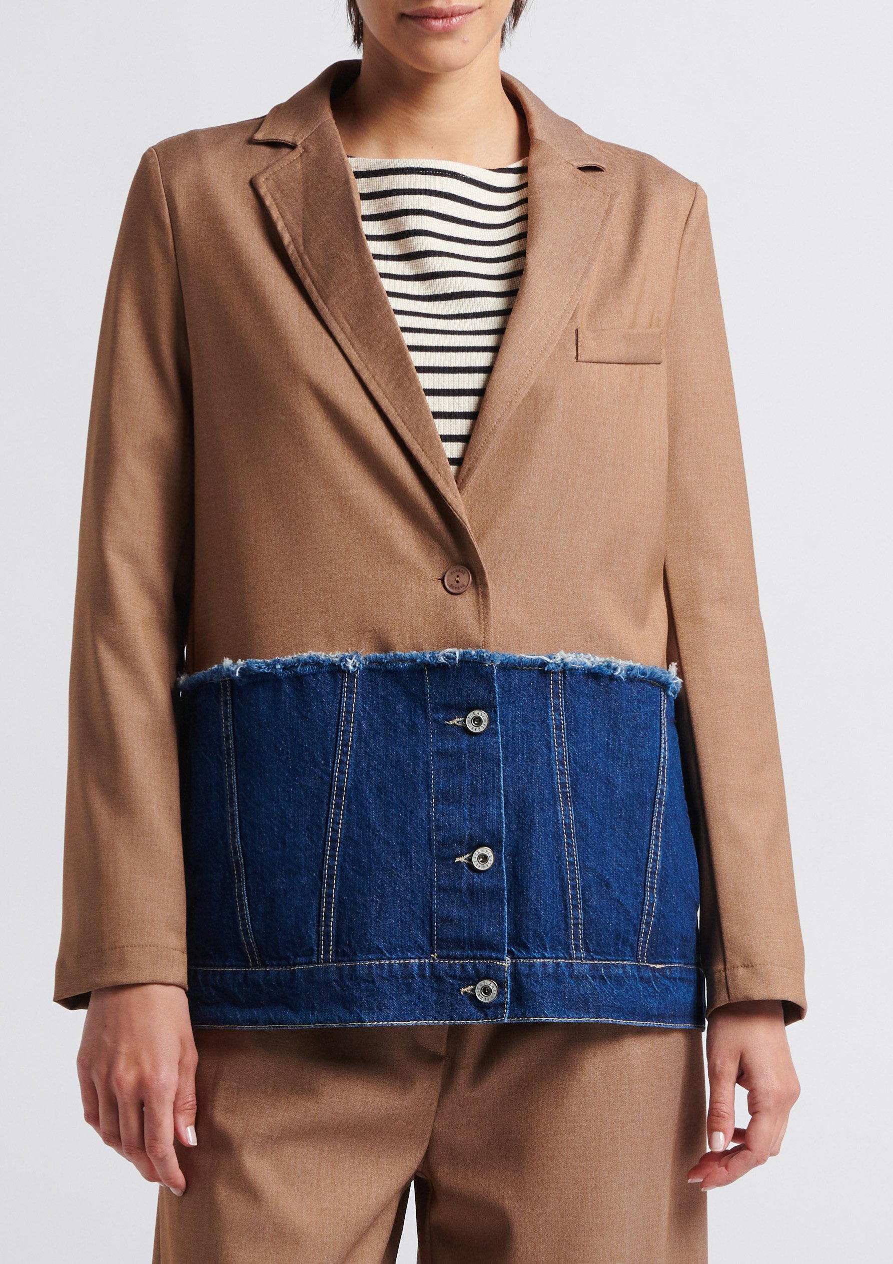 Veste droite col tailleur  PLEASE Marron