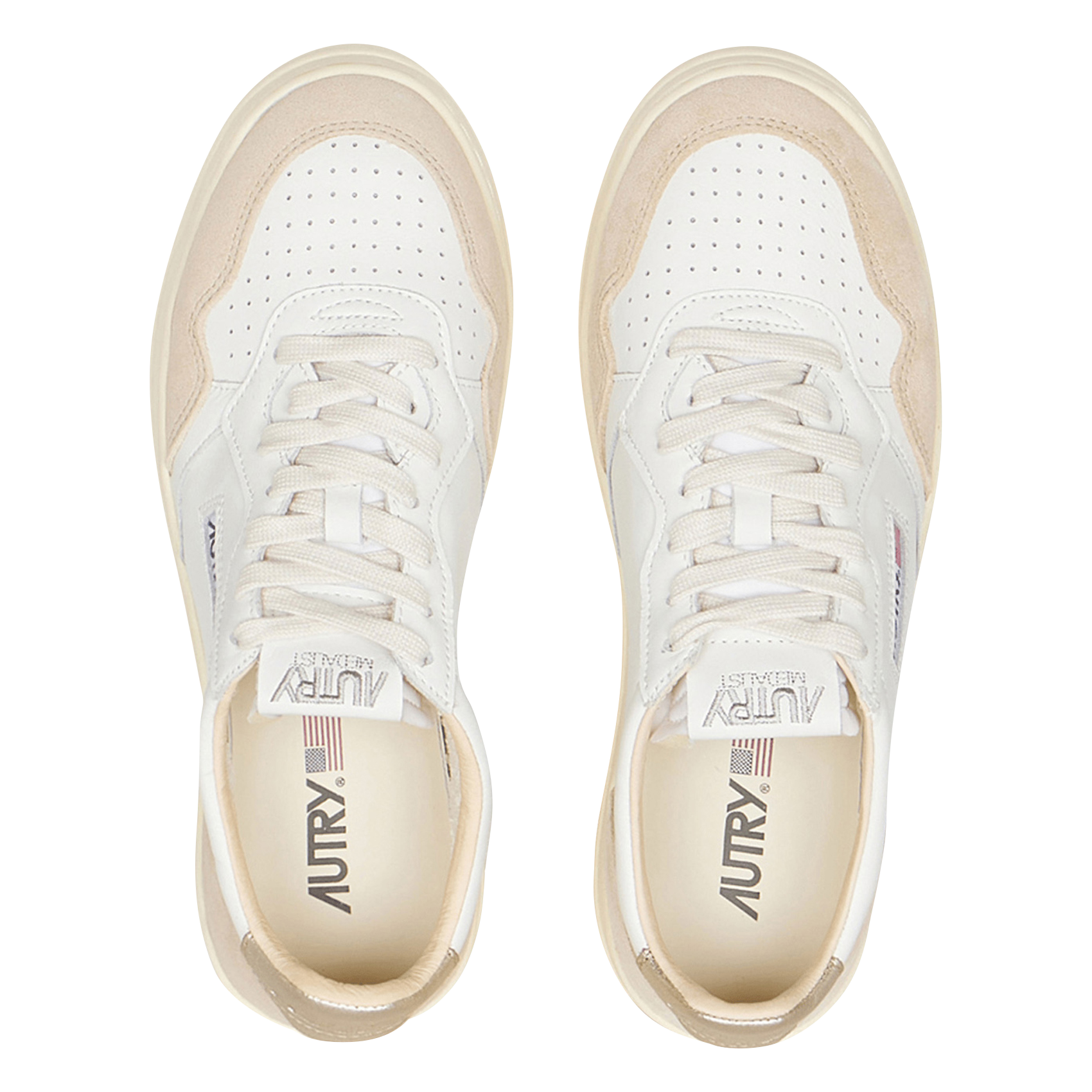 Lage baskets van leermix AUTRY Goudkleurig