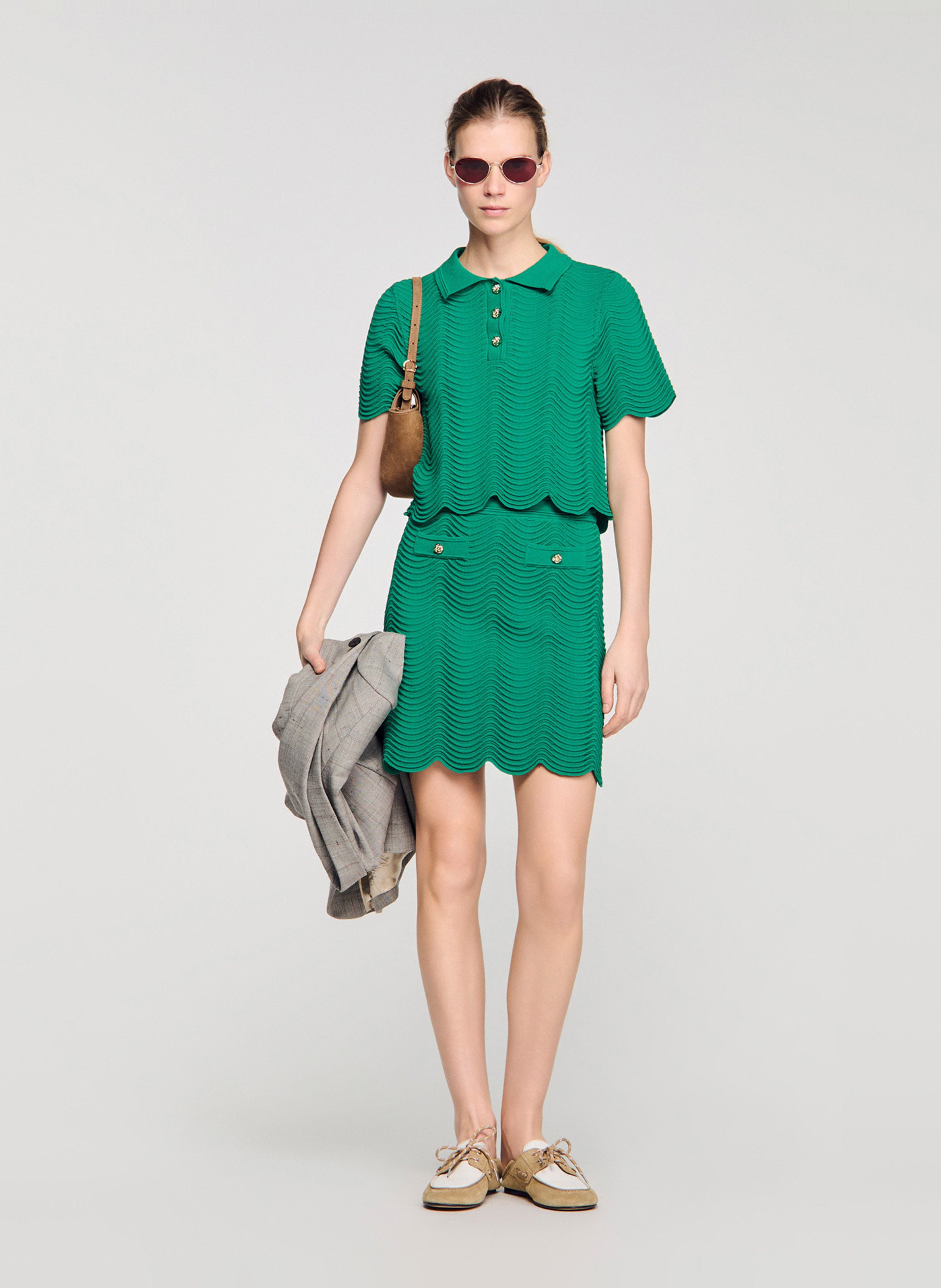 Dakota short jacquard skirt SANDRO Green