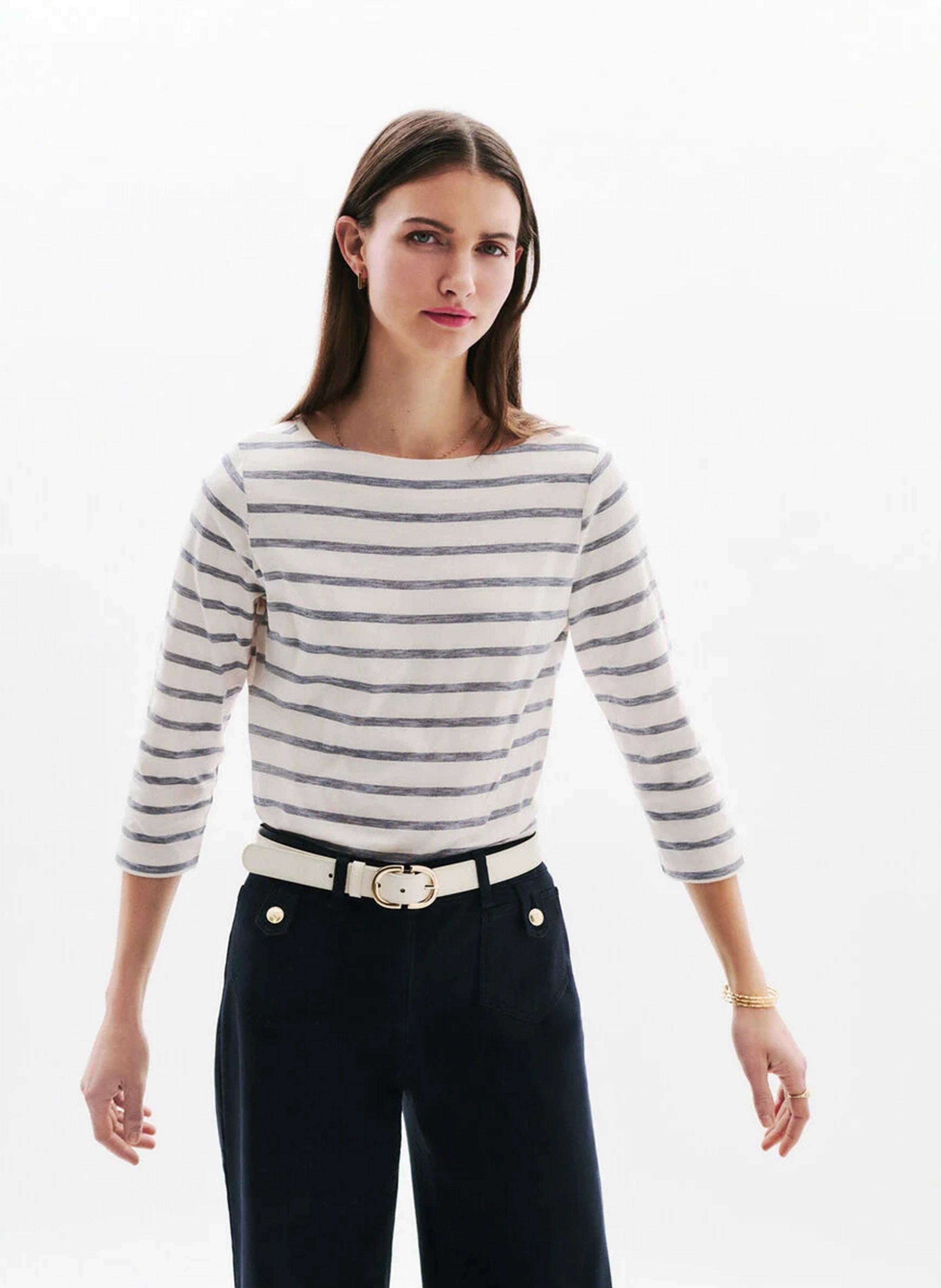Tee-shirt col bateau rayé en coton CAROLL