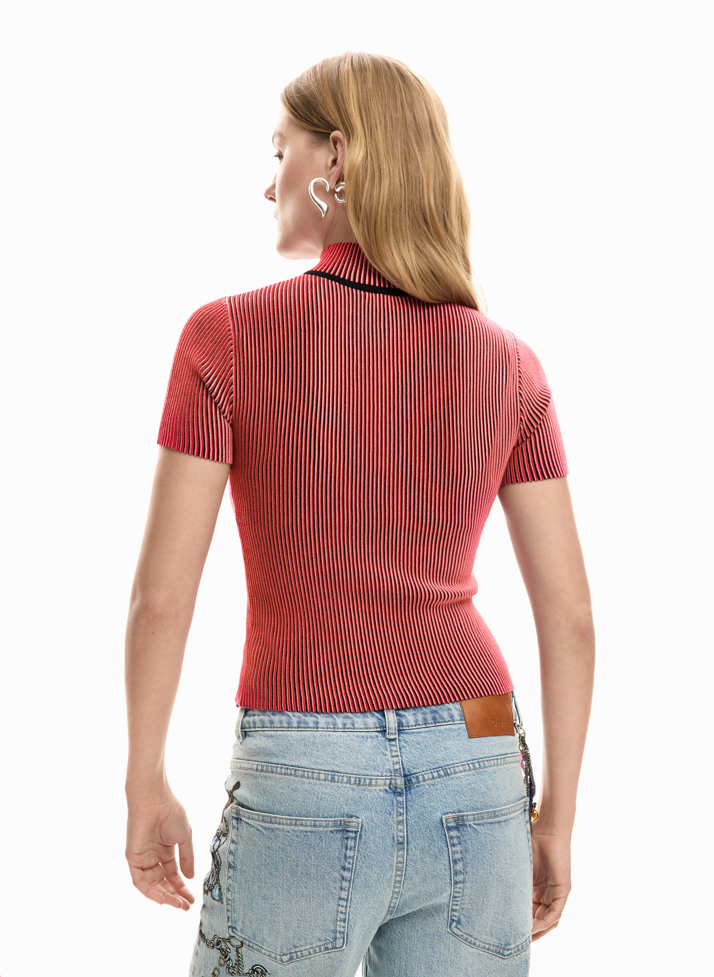 Top col rond  DESIGUAL Rouge