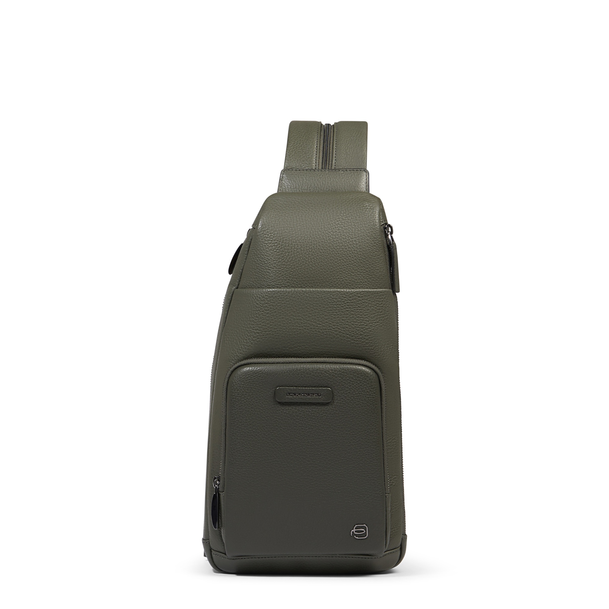 Adaptable chest bag with RFID protection and headphone jack pocket. PIQUADRO