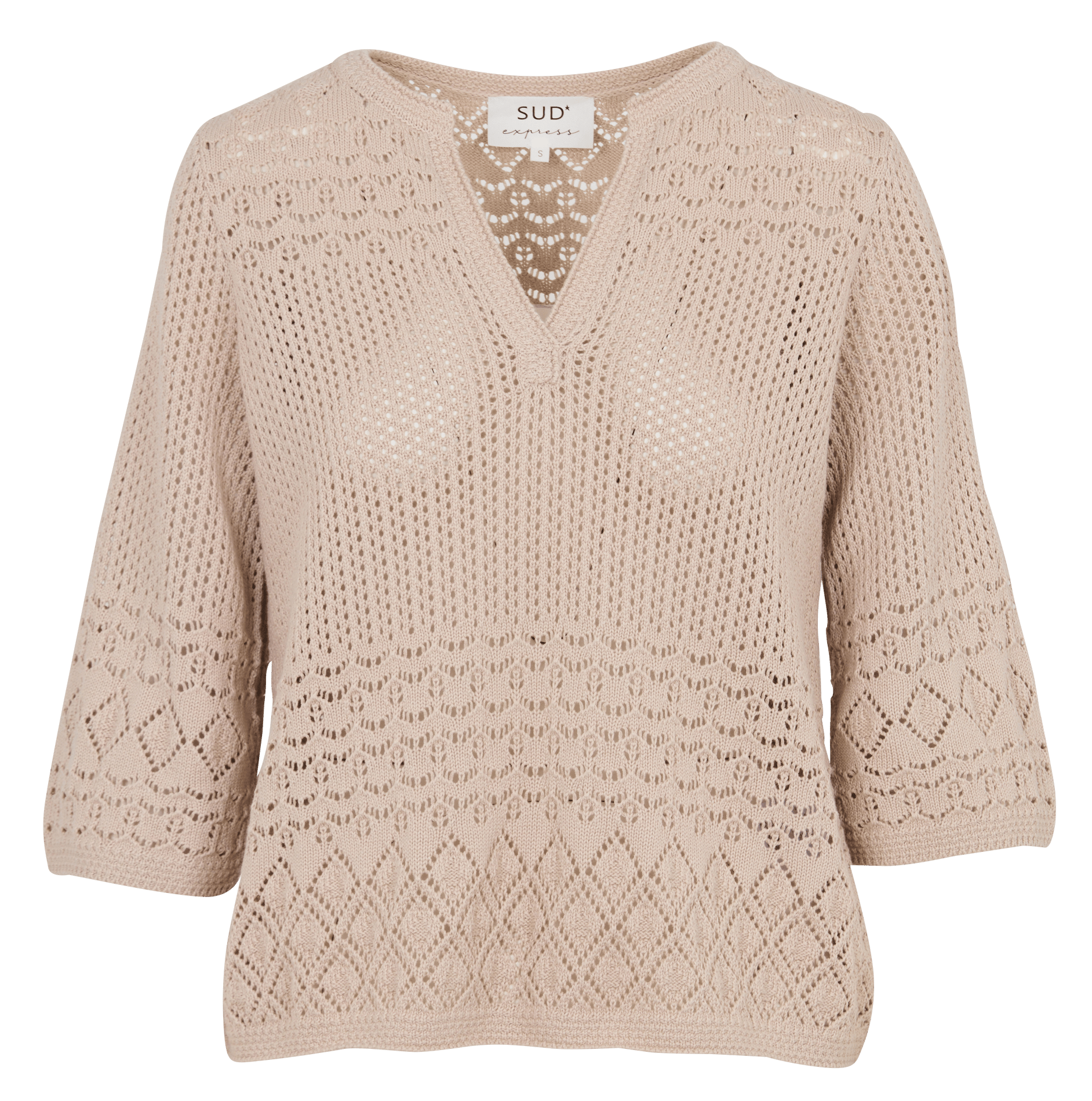 Cotton Grandad-collar sweater SUD EXPRESS Beige
