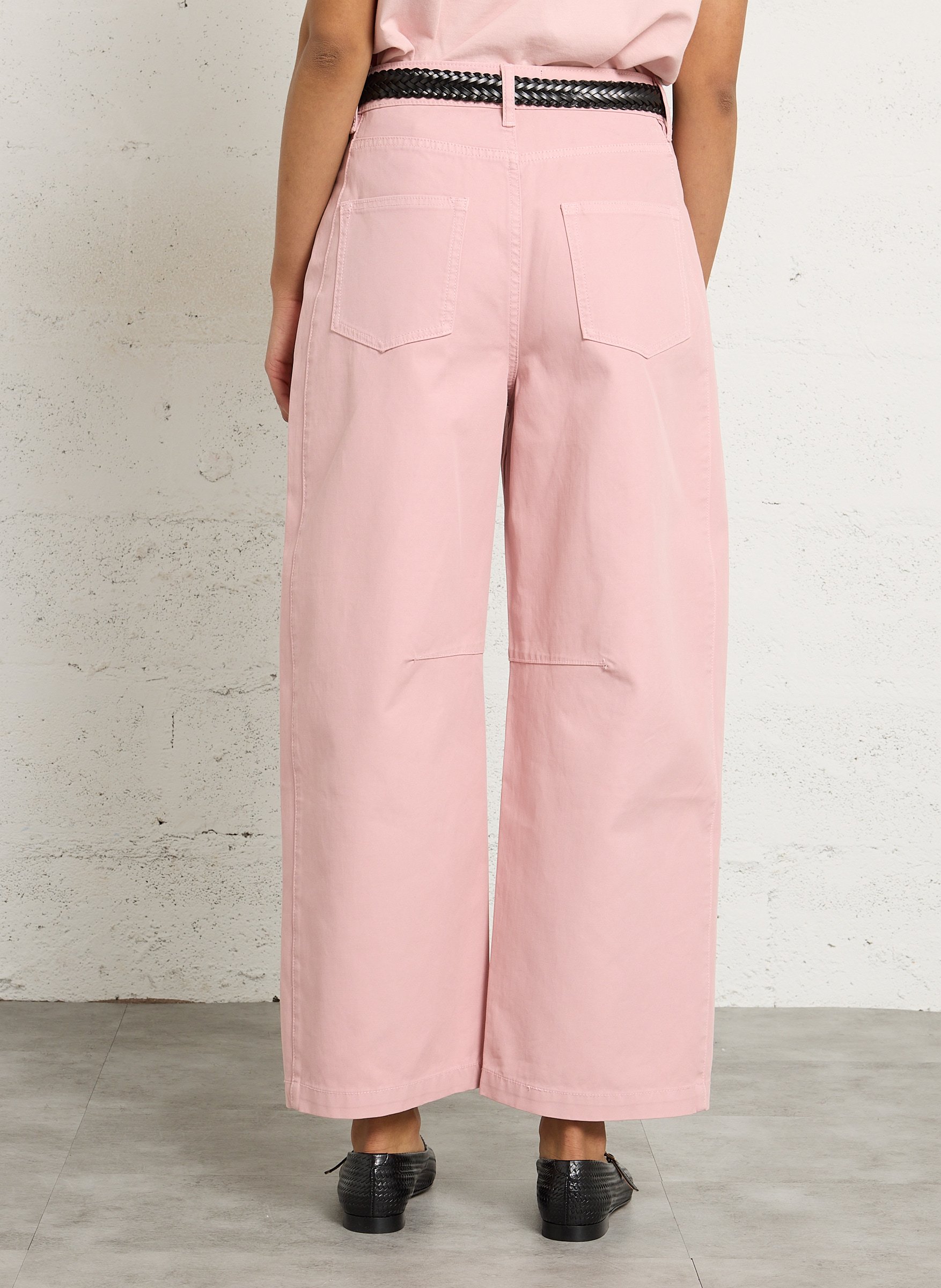 Pantalon droit en coton BERENICE Rose