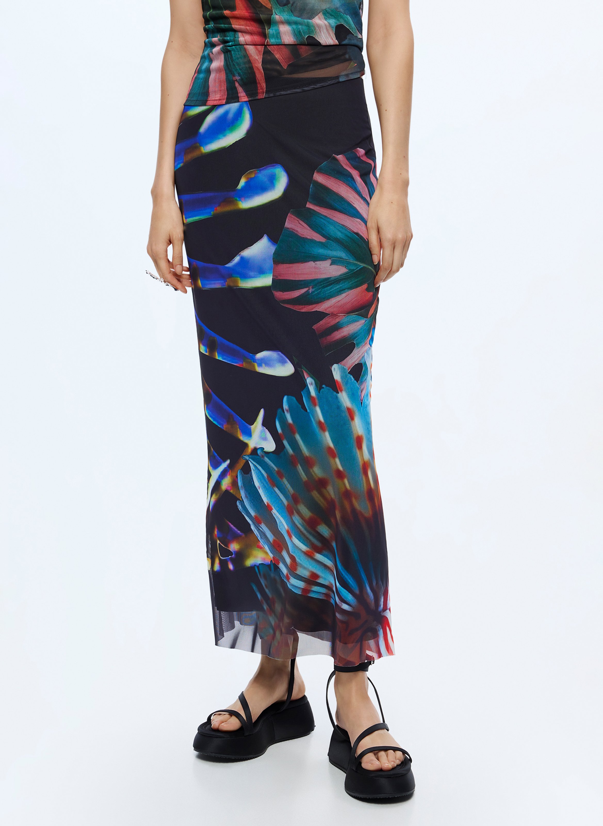 Lange jurk met ronde hals DESIGUAL Black