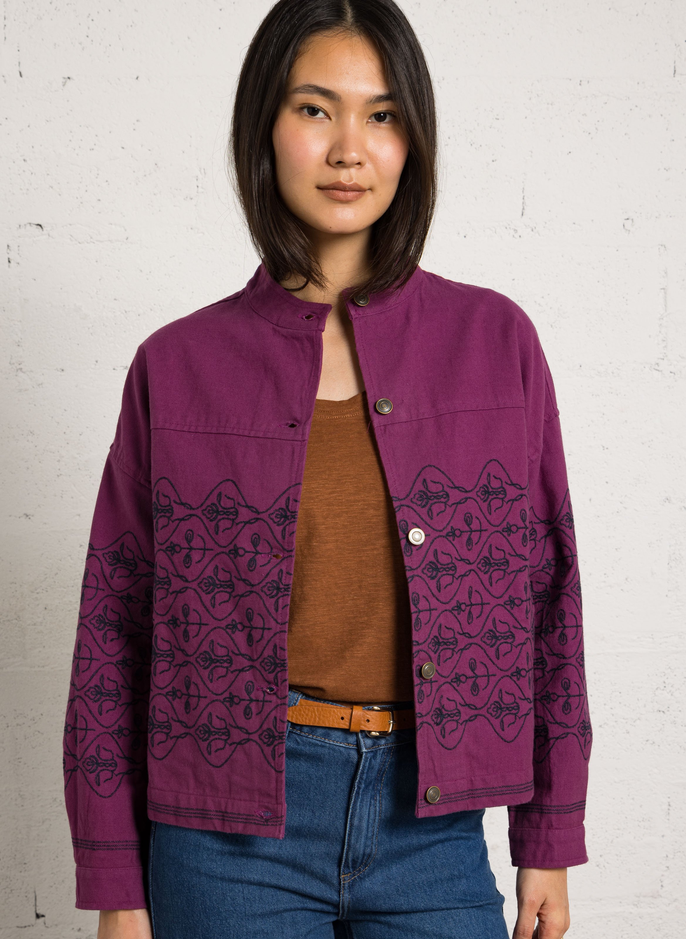Veste courte ample à broderies MAISON 123 Violet