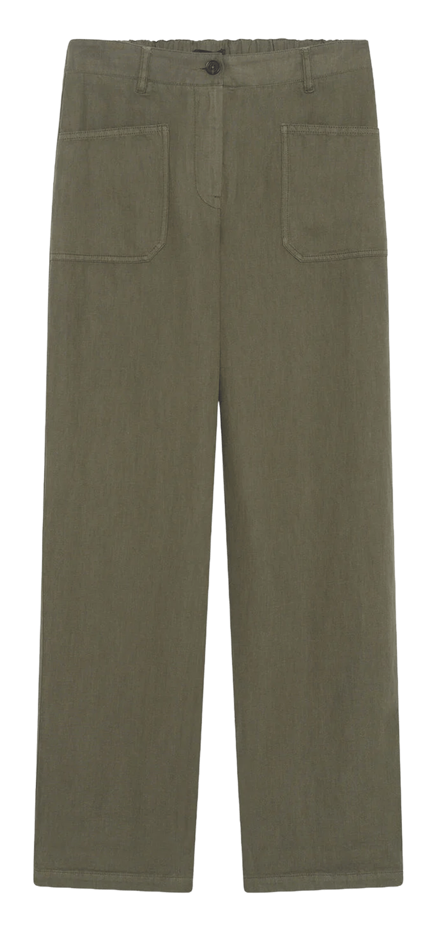 Pantalon droit en coton et lin CAROLL Kaki