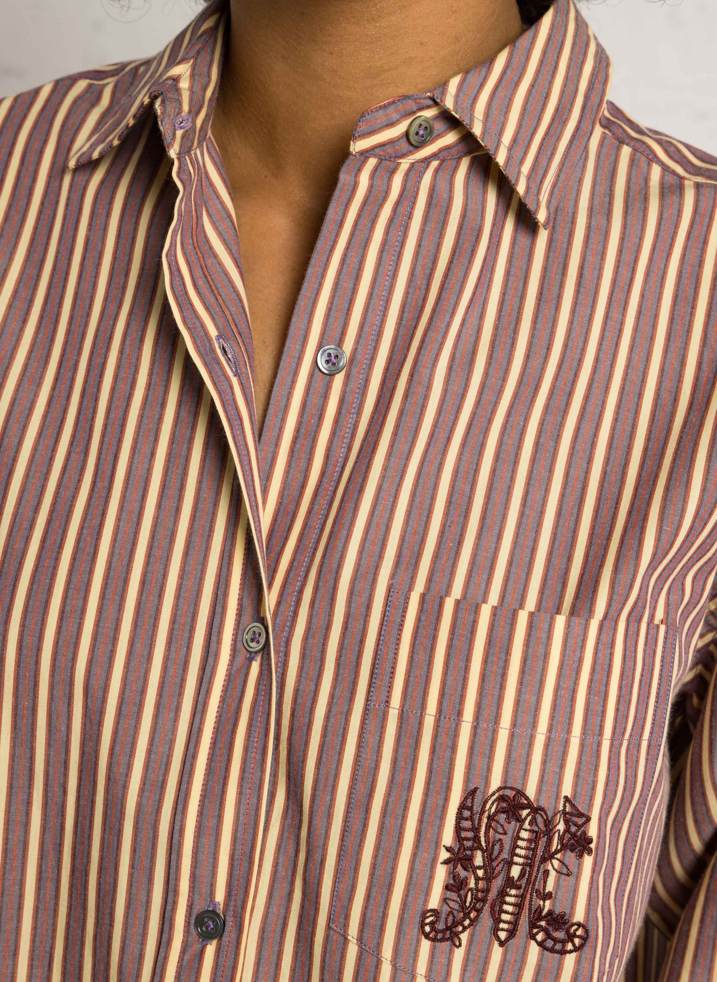 Chemise à rayures col classique MOISMONT Prune