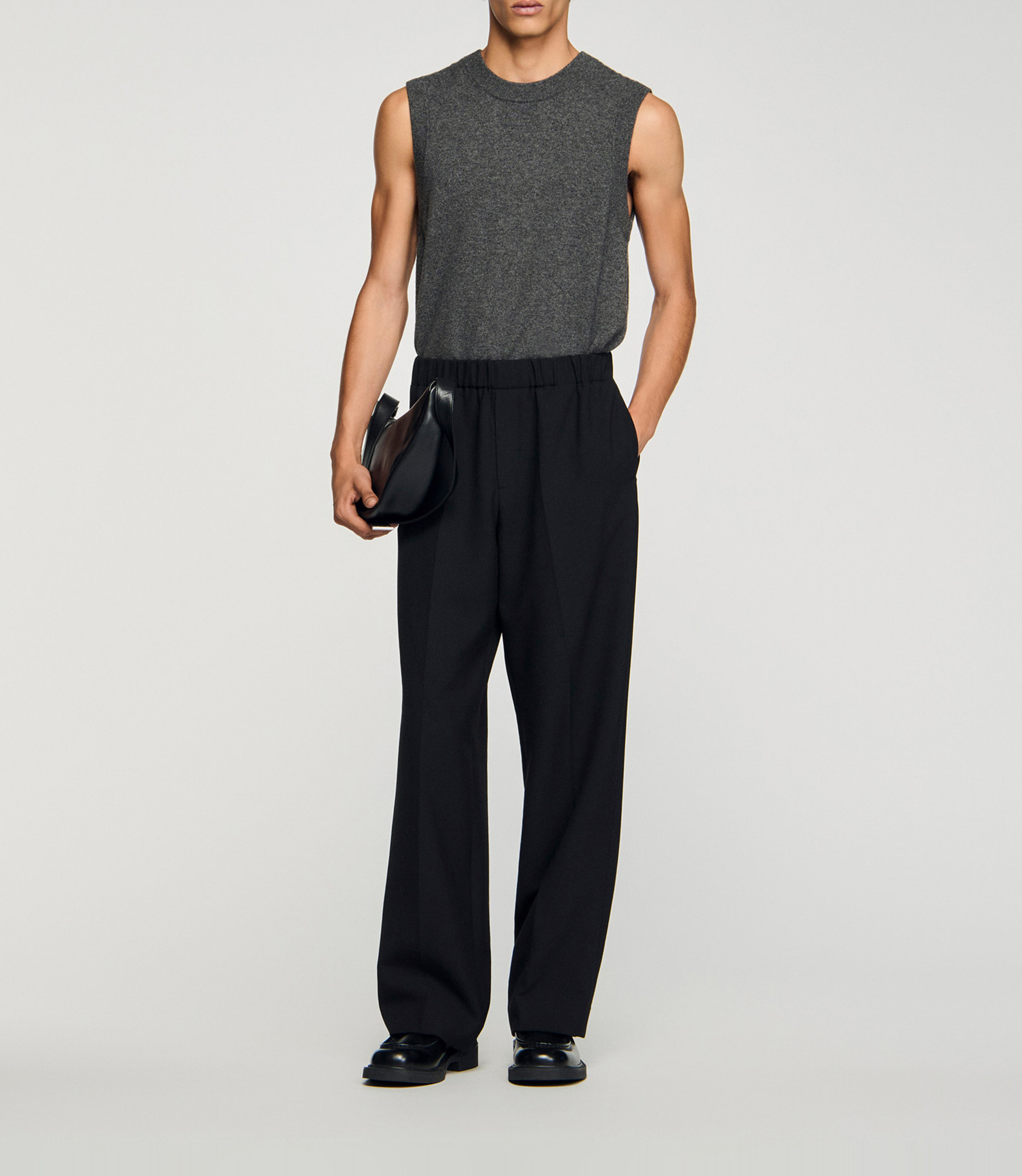 Pantalon large en jersey SANDRO Noir