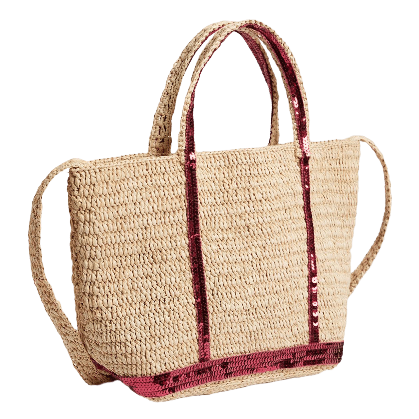Sequined raffia tote bag VANESSA BRUNO Pink