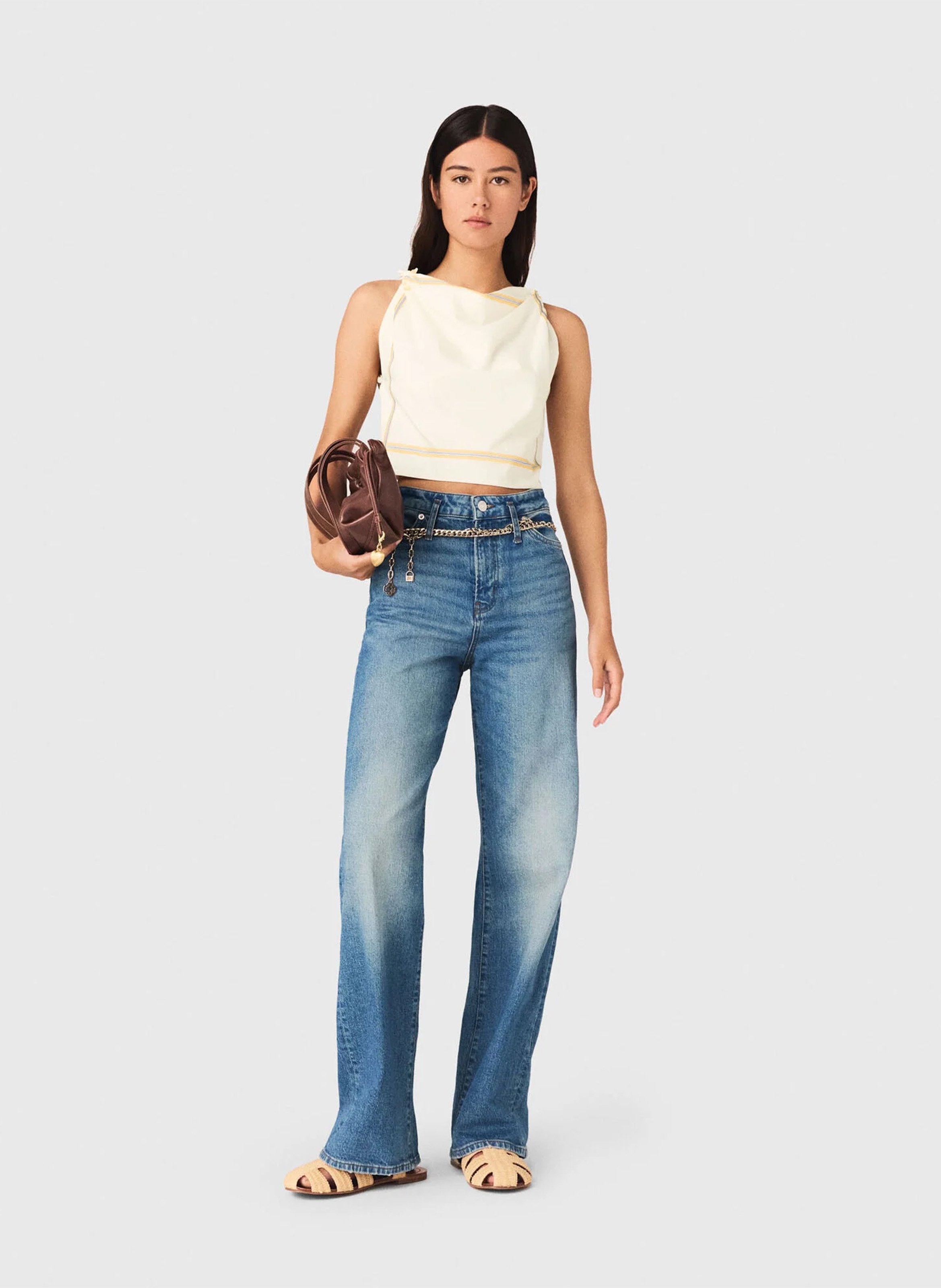Top droit en coton MAJE Blanc
