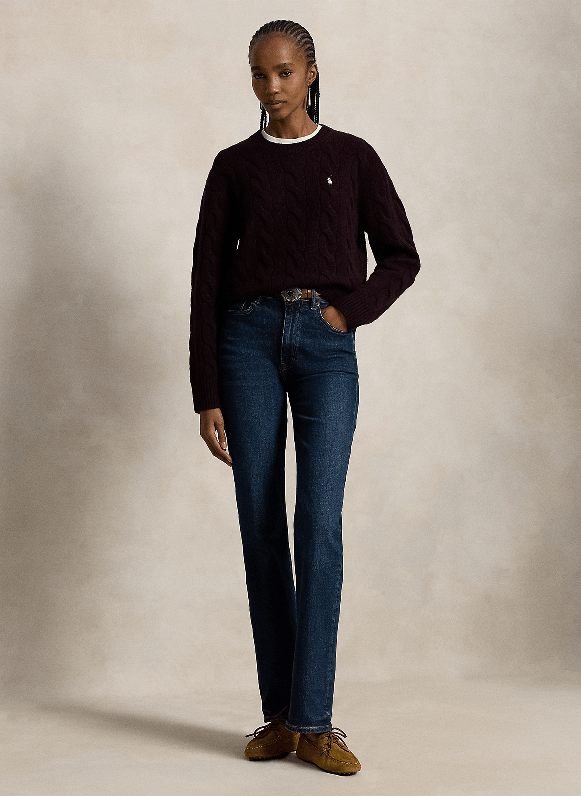 Pull col rond en laine mélangée POLO RALPH LAUREN Violet
