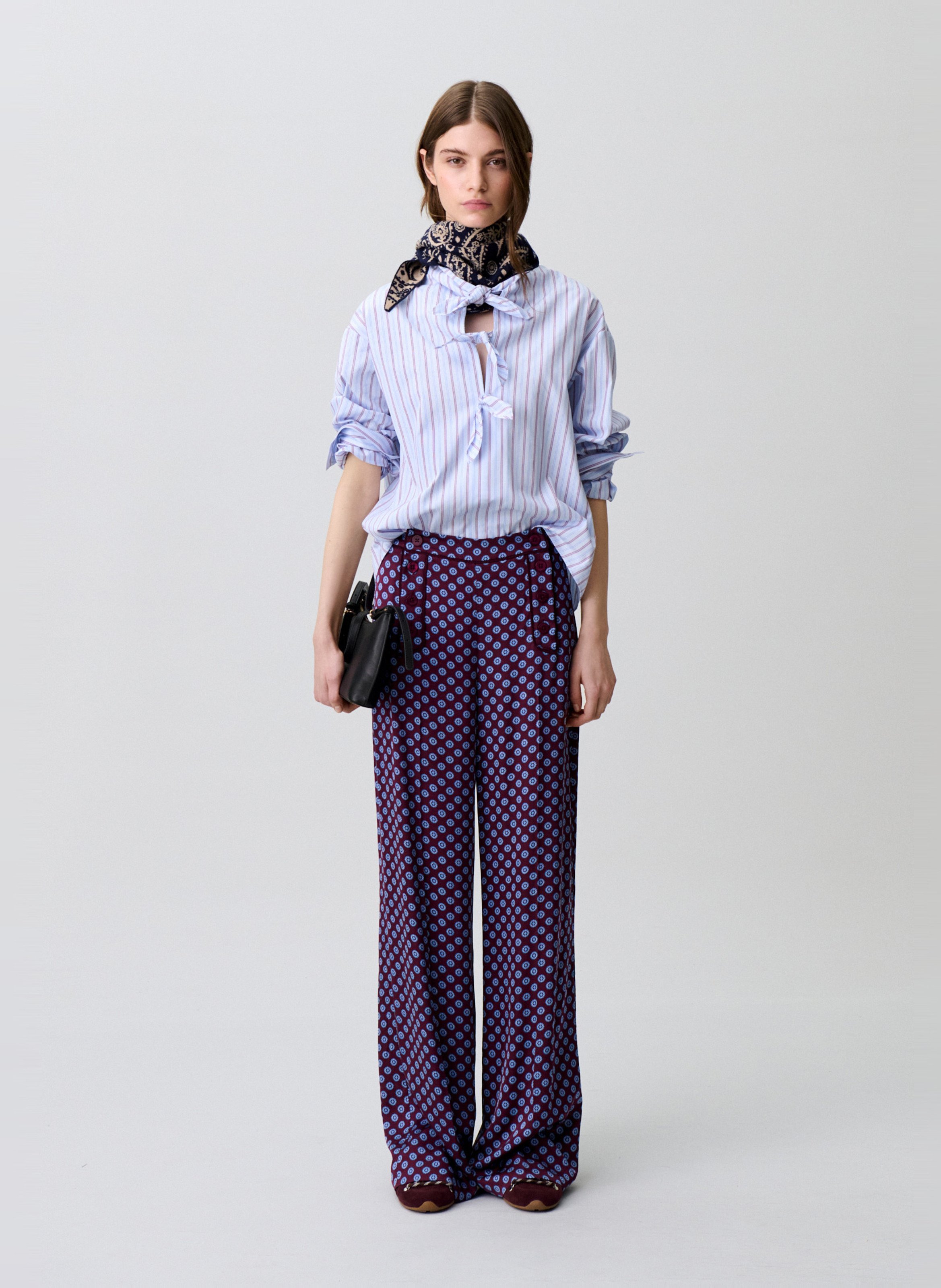 Weite weich fallende Hose mit Aufdruck CLAUDIE PIERLOT Rot