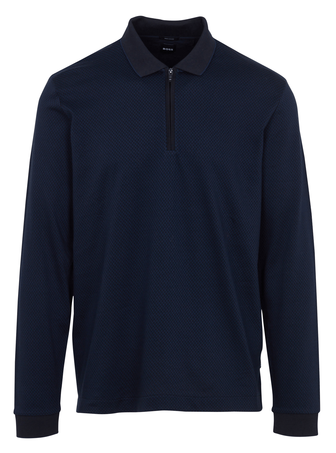 Polo ajusté en coton BOSS Bleu