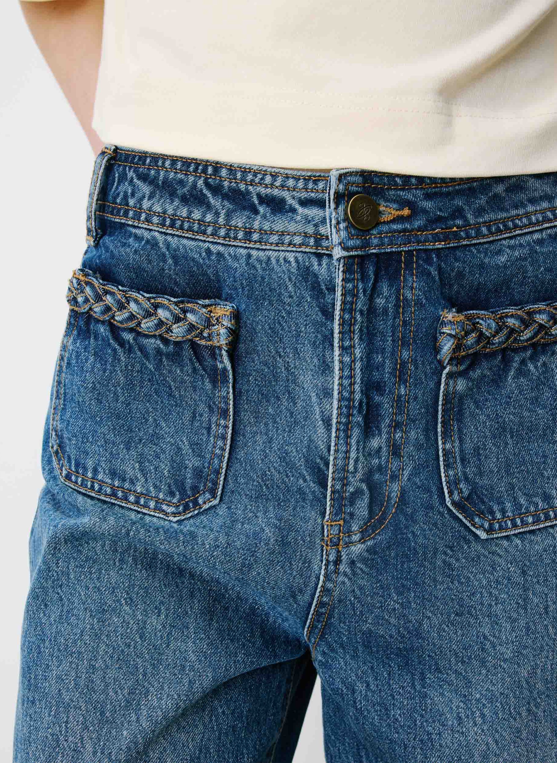 Katoenen, cropped jeans GRACE ET MILA Blauw