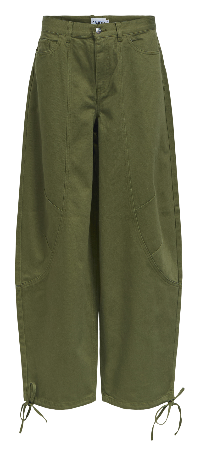 Wide trousers in organic cotton and linen blend OBJECT Green