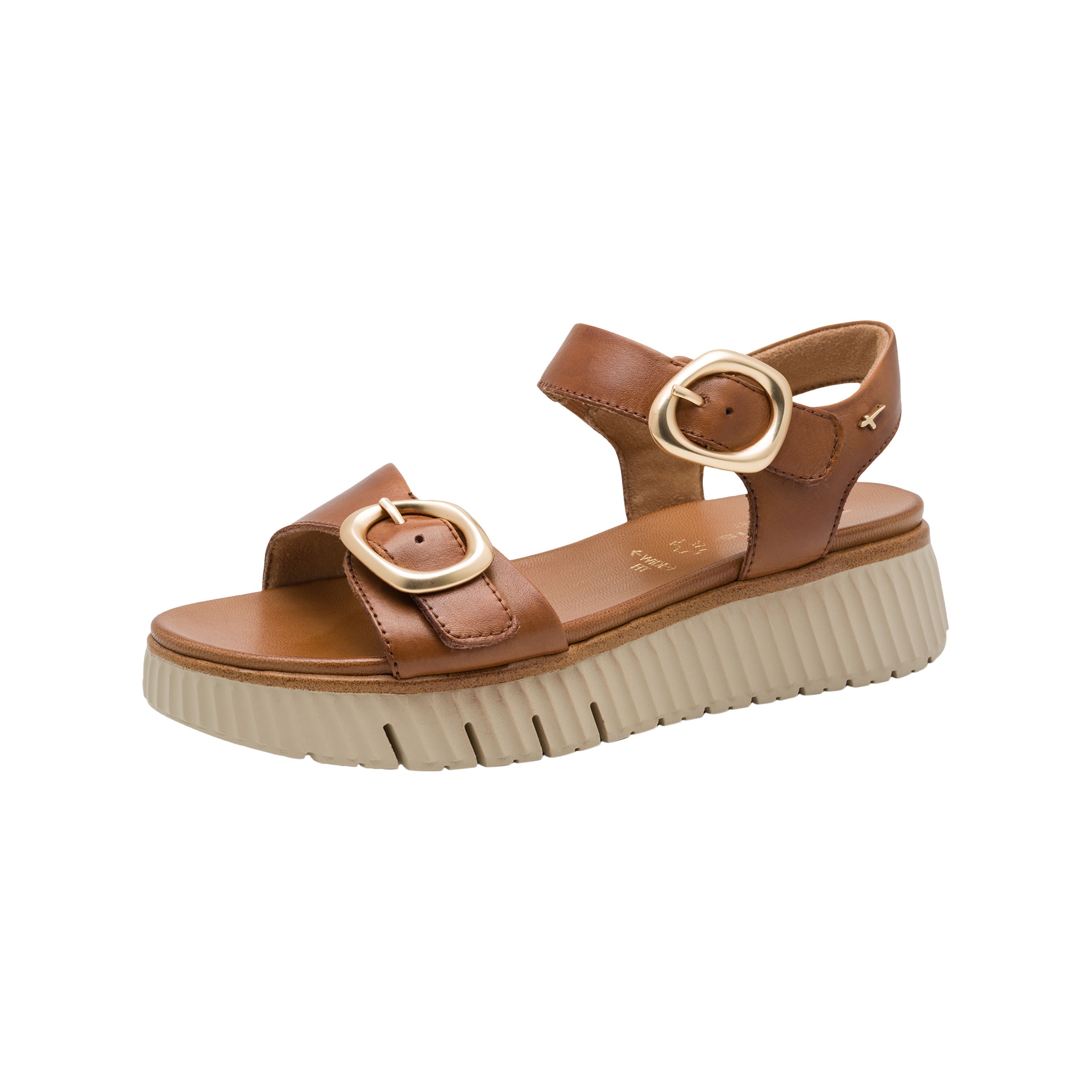 Leather comfort wedge sandals | Brown TAMARIS Women