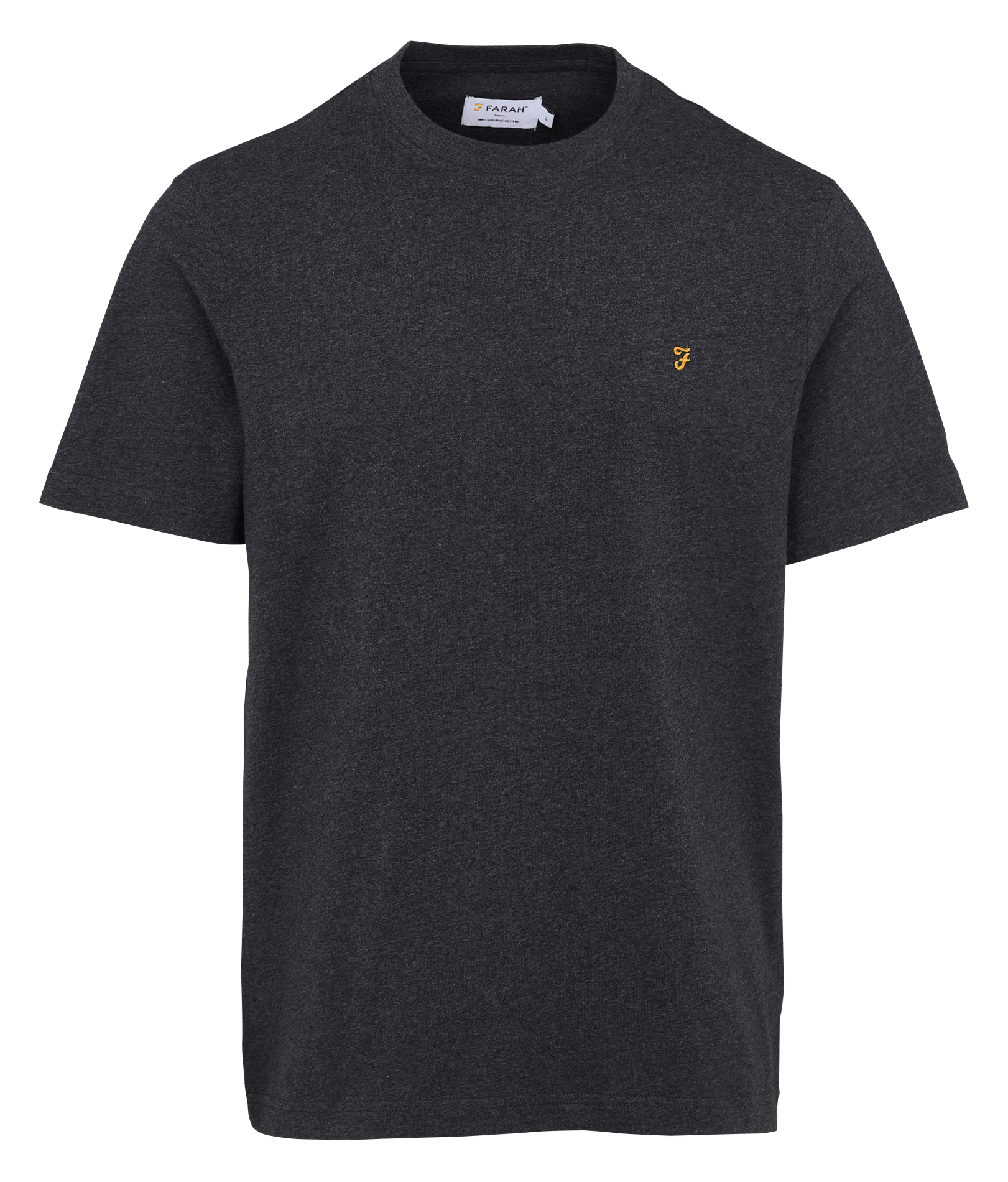 Organic cotton round-neck T-shirt  Washed black marl