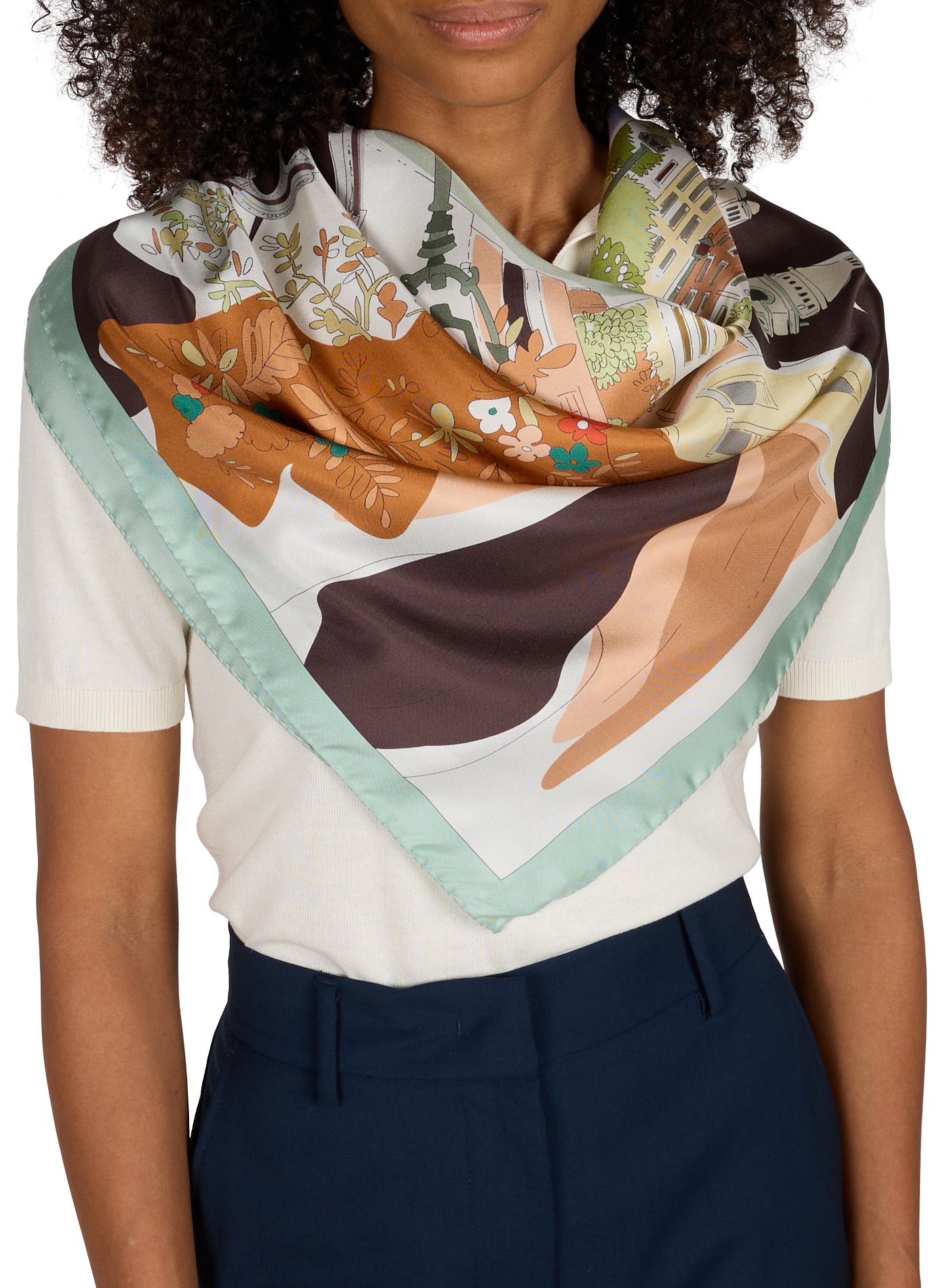 Printed silk square AU PRINTEMPS PARIS Multicolored