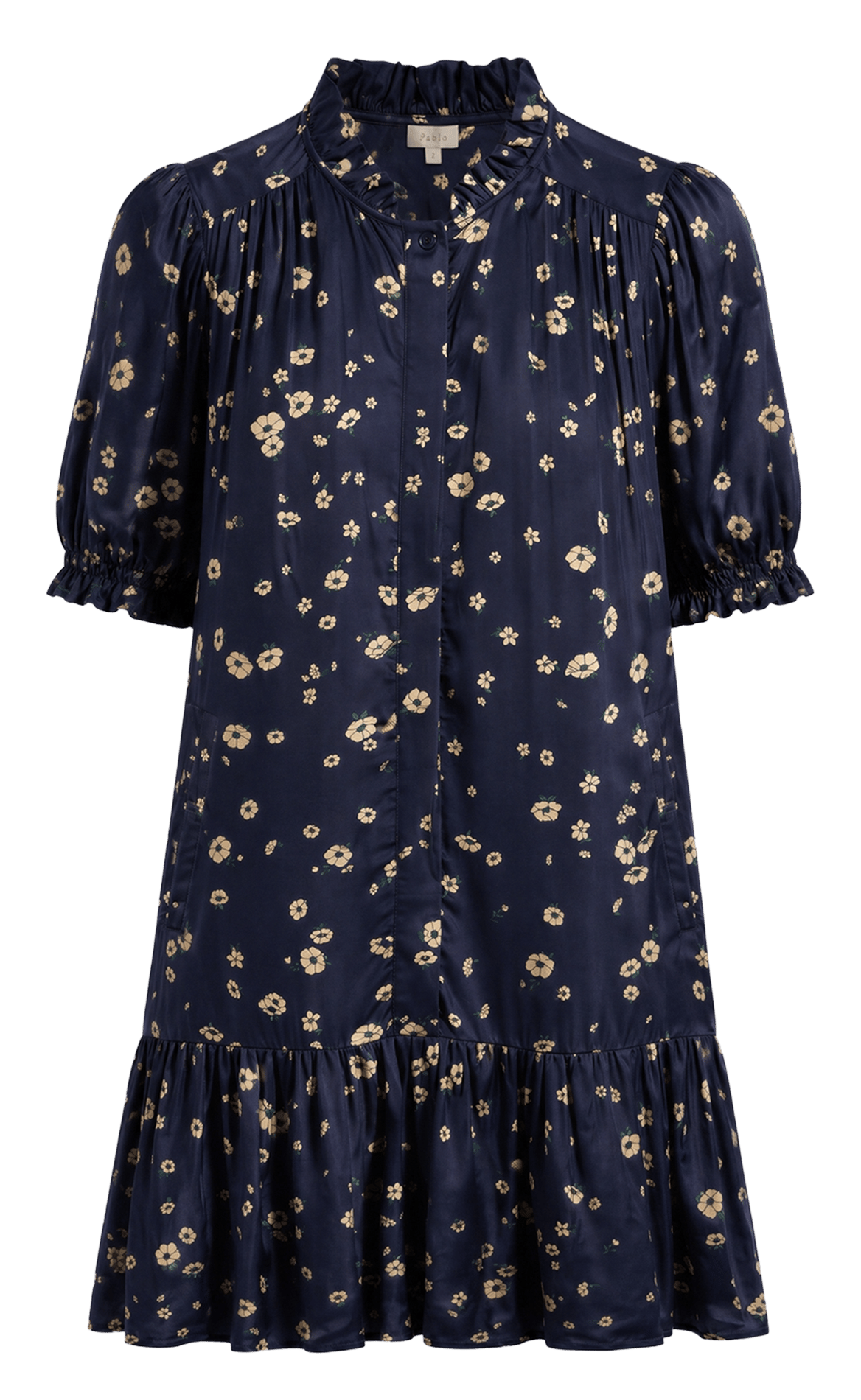 Ausgestelltes Kurzkleid mit Print PABLO Blau