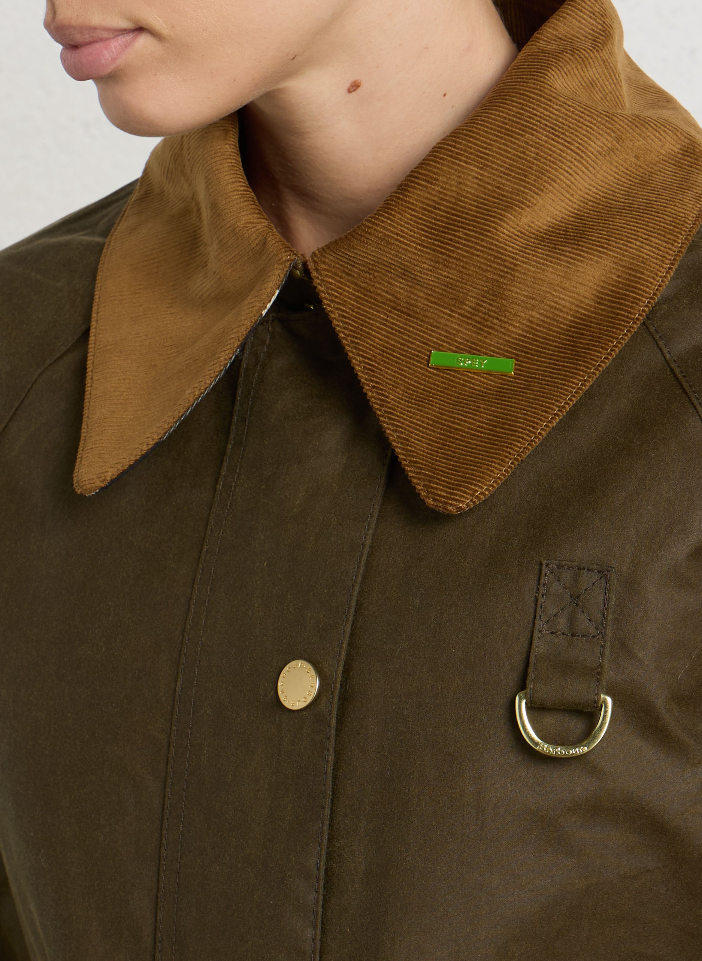 Straight jacket with velvet collar in cotton BARBOUR Khaki