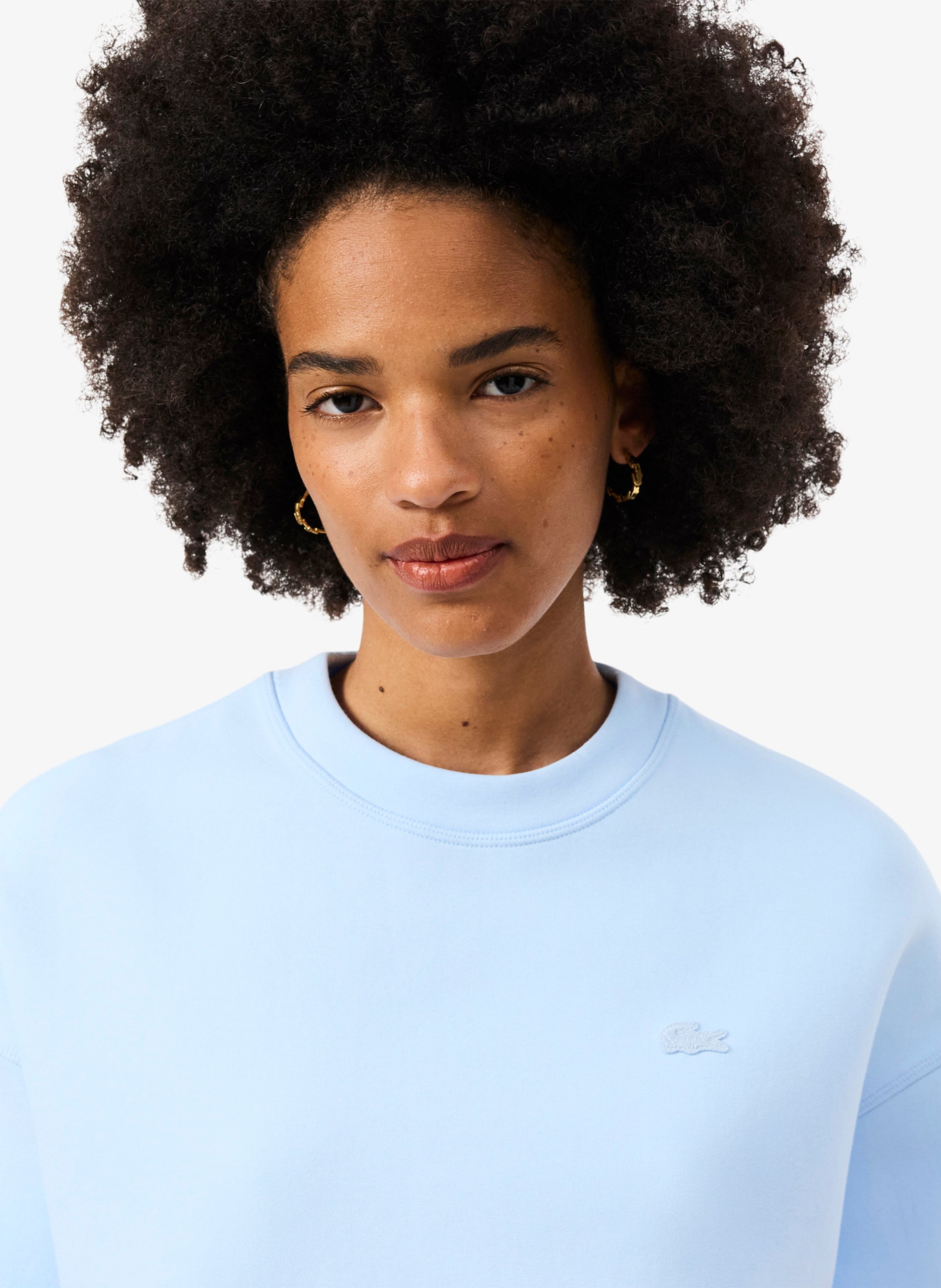 Oversized cotton-blend sweatshirt with round neck LACOSTE Blue