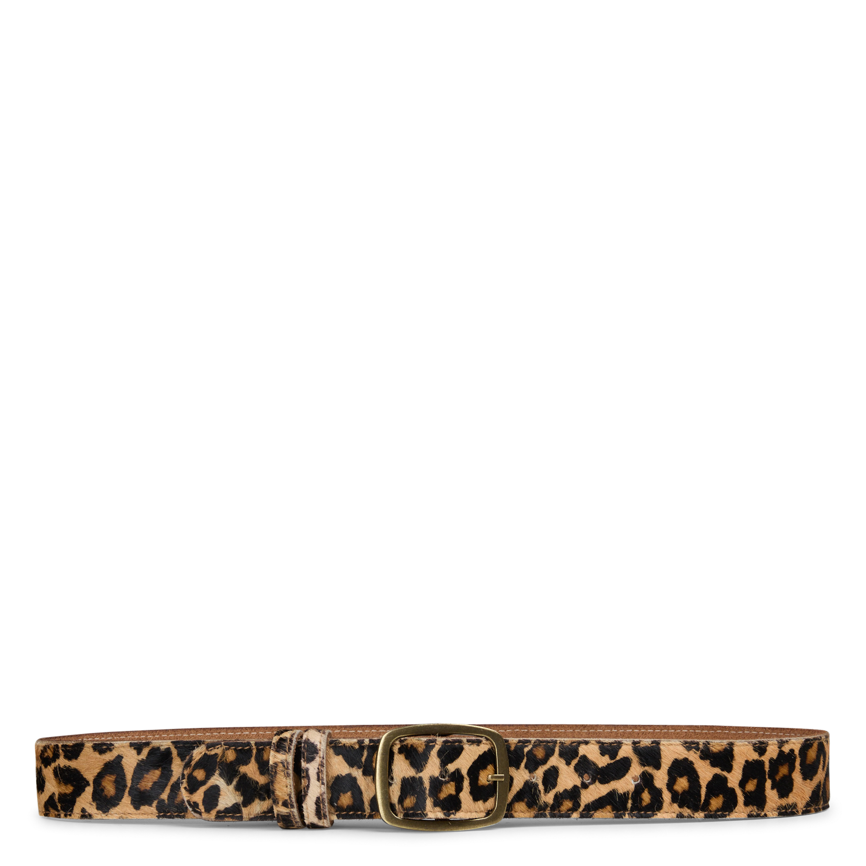 Leopard-print leather belt MKT Brown