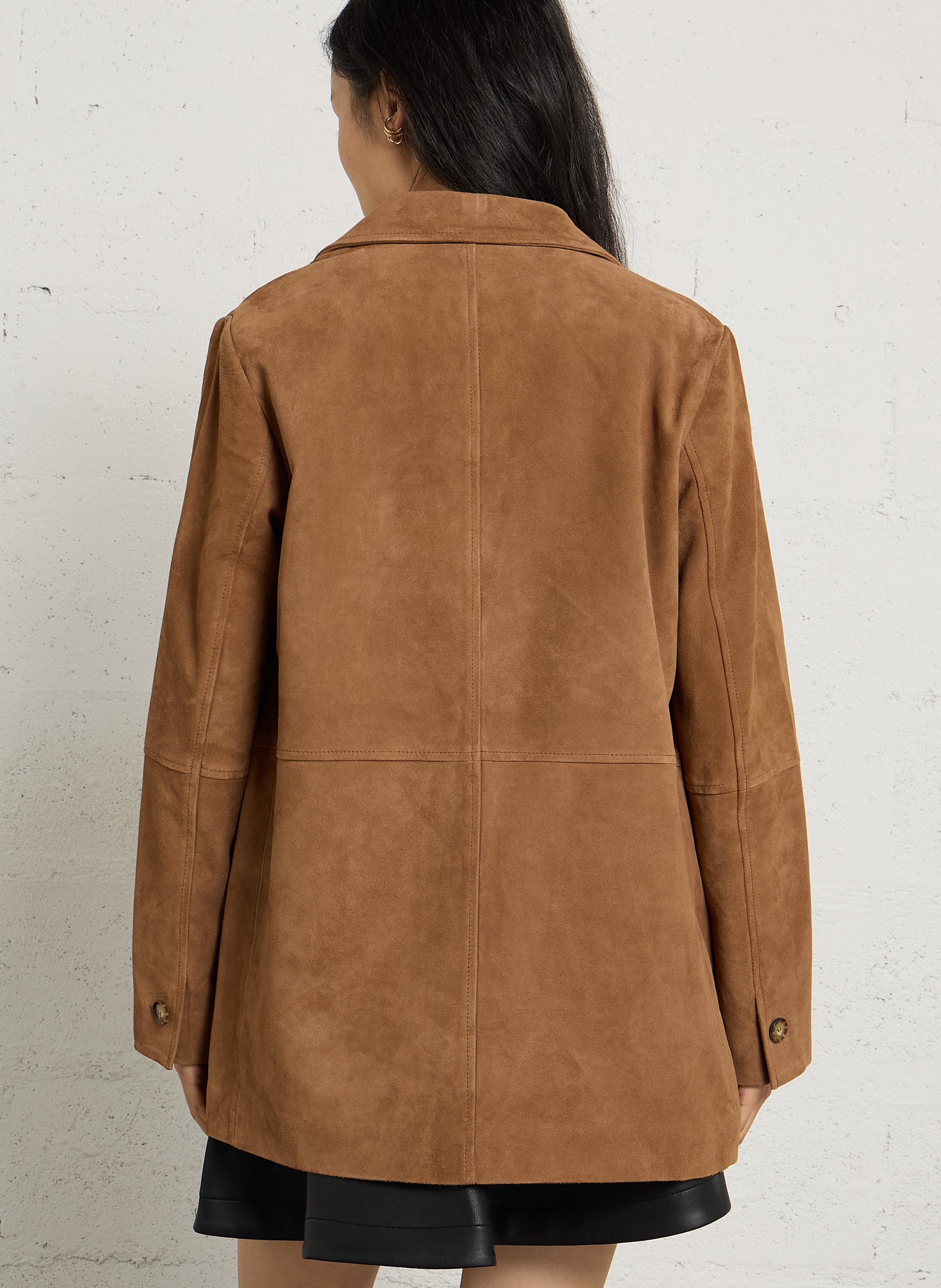 Rechte suède leren blazer MAISON 123 Beige