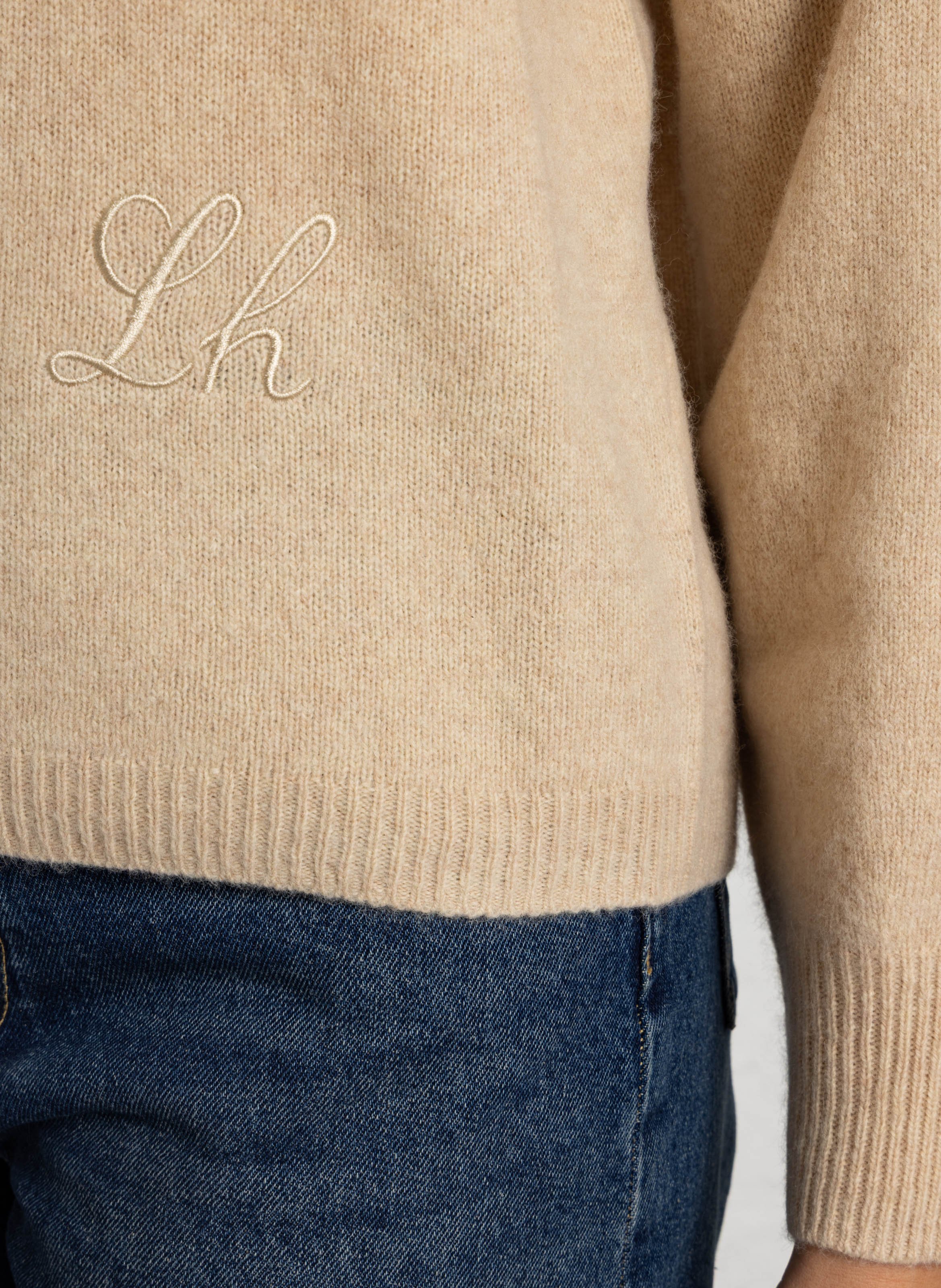 Straight V-neck wool sweater LEON & HARPER Beige