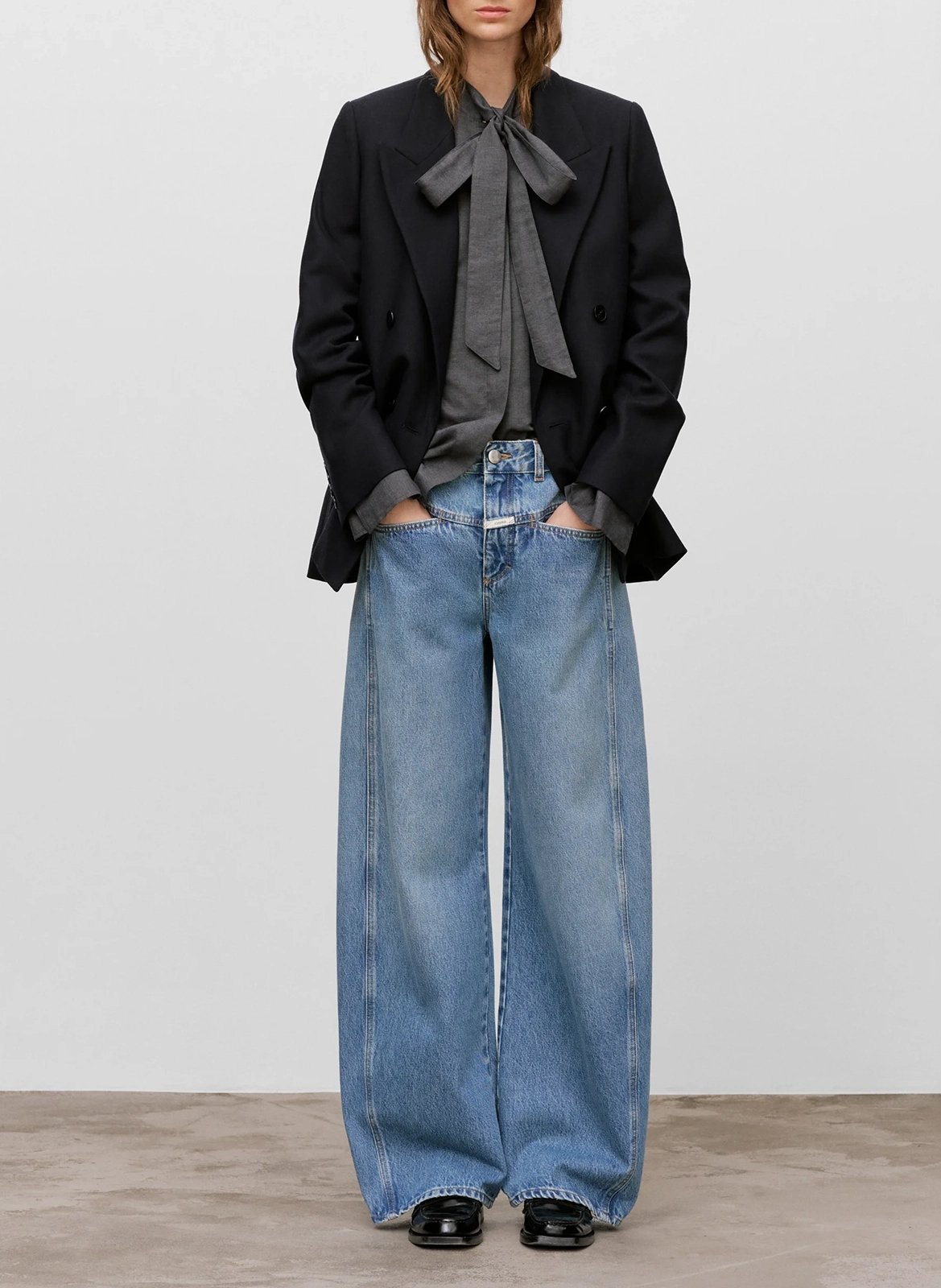 Wide-leg barrel-fit cotton jeans CLOSED Blue