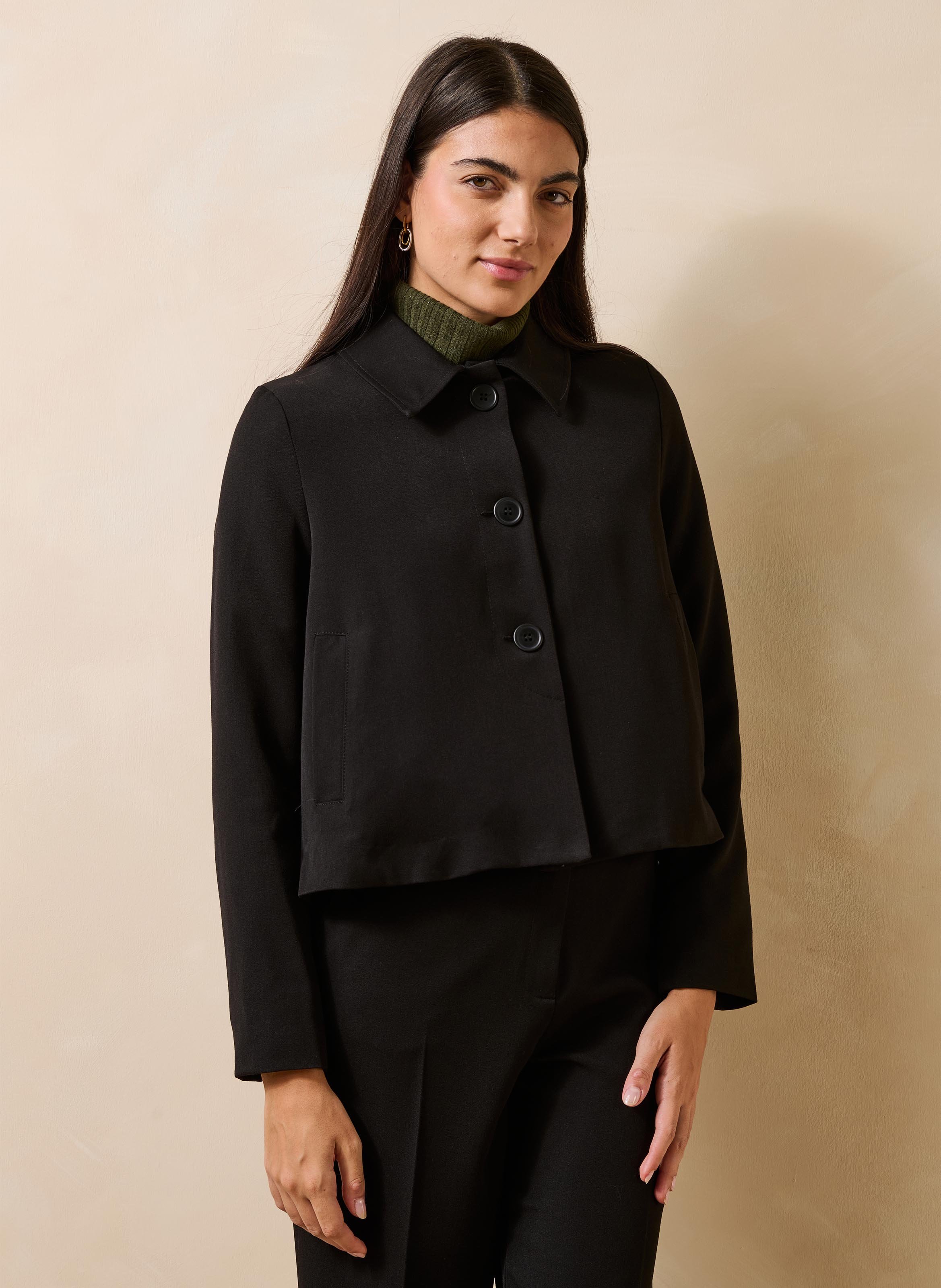 Straight-cut jacket with classic collar LA FEE MARABOUTEE Black