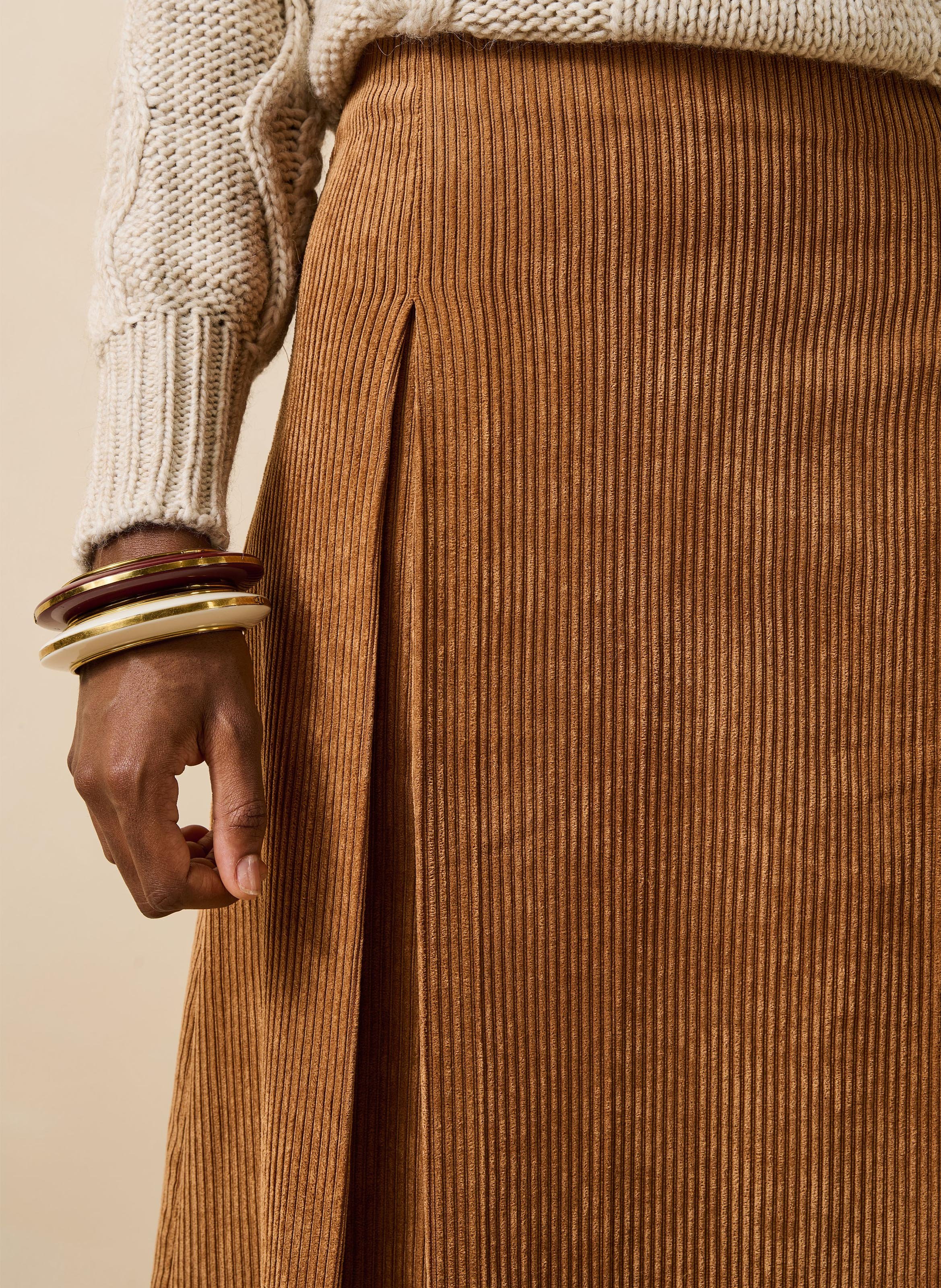 Flared corduroy skirt LA FEE MARABOUTEE Brown