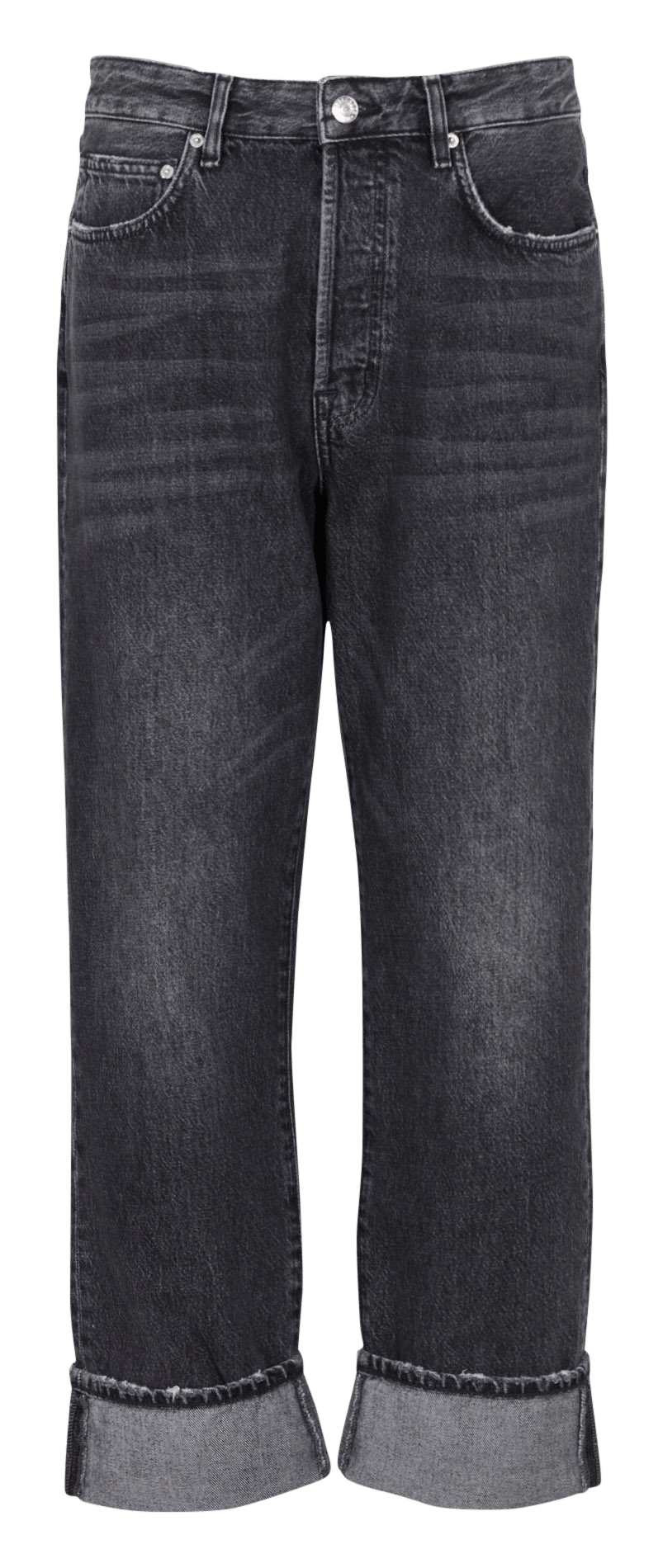 Katoenen jeans met wijde pijpen en verwassen effect BELLEROSE Zwart