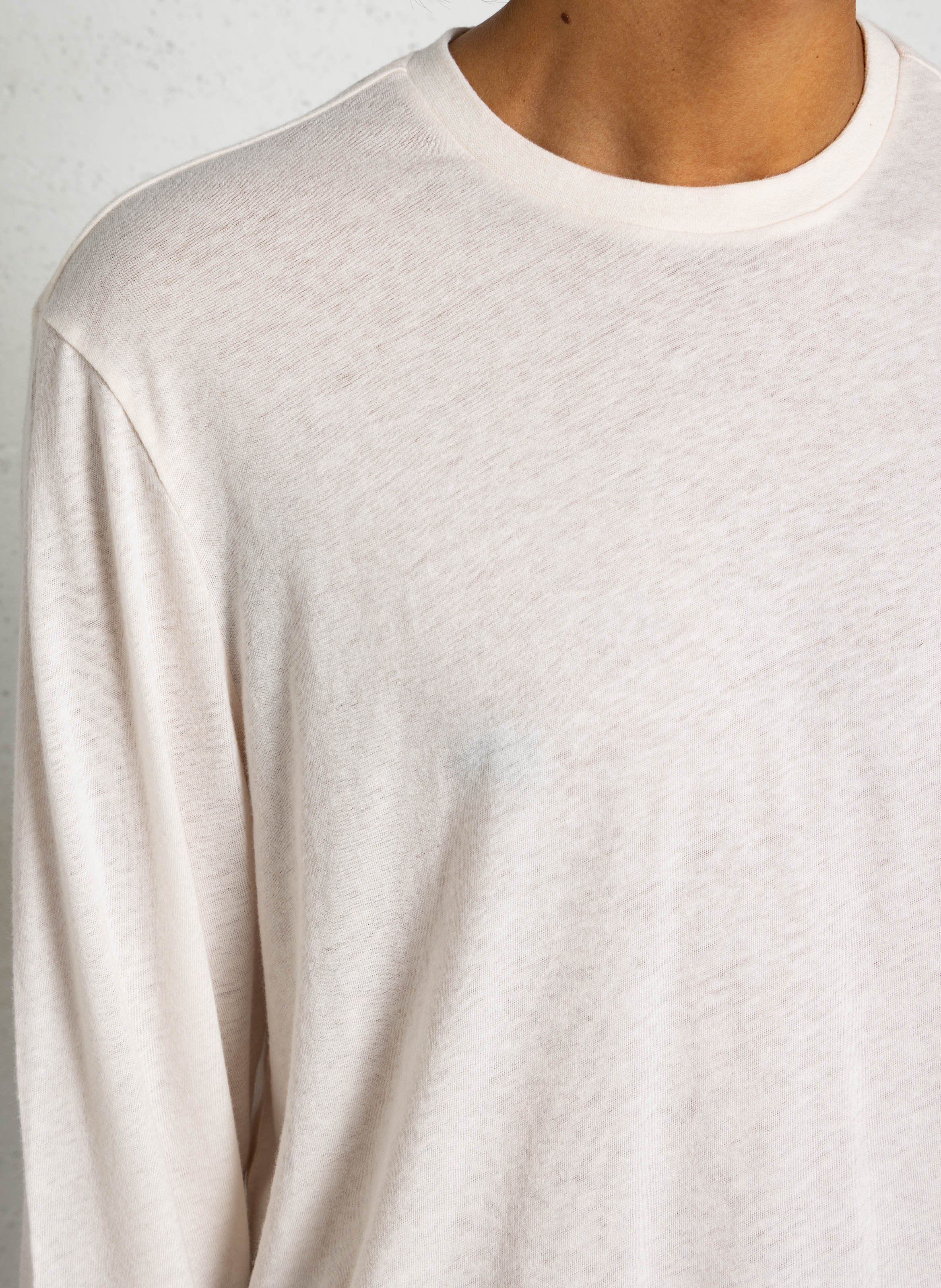 Tee-shirt droit col rond uni MAJESTIC FILATURES Beige
