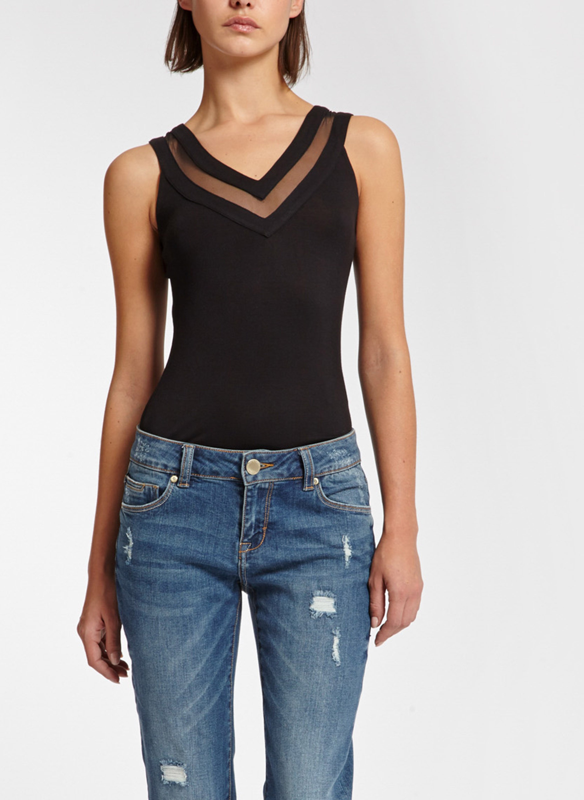 Tanktop mit V-Ausschnitt MORGAN Schwarz