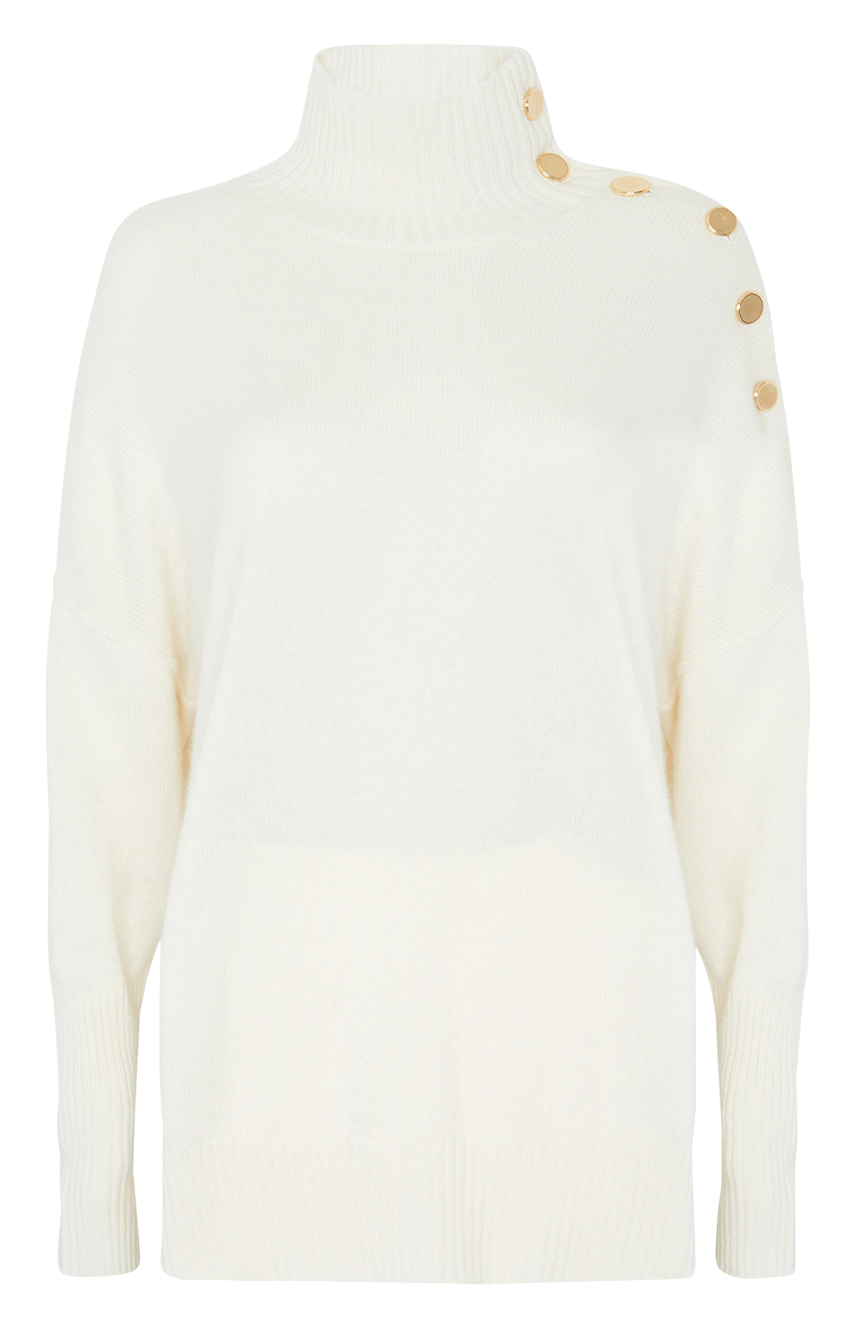 Pull à col montant en cachemire KUJTEN Blanc