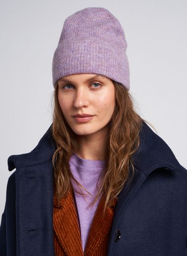 Bonnet côtelé en laine rayée - Chapeaux pour femmes - Nouveautés