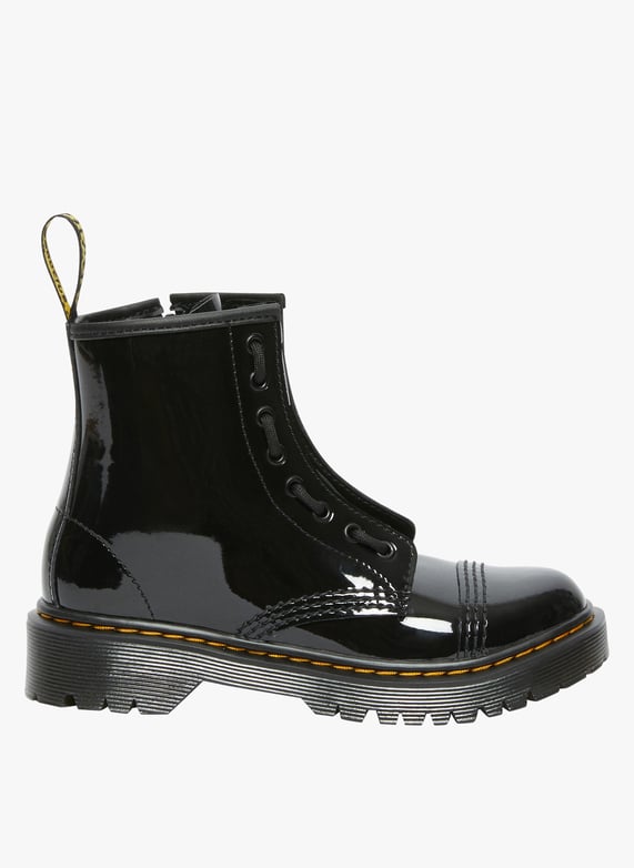 Boots en cuir vernis Noir