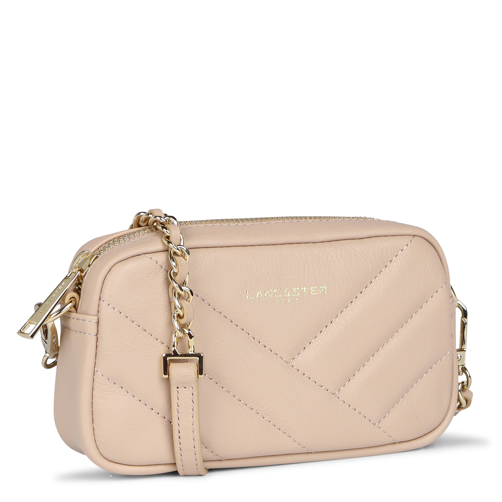 Kleine Umhängetasche aus gestepptem Leder LANCASTER PARIS Rosa