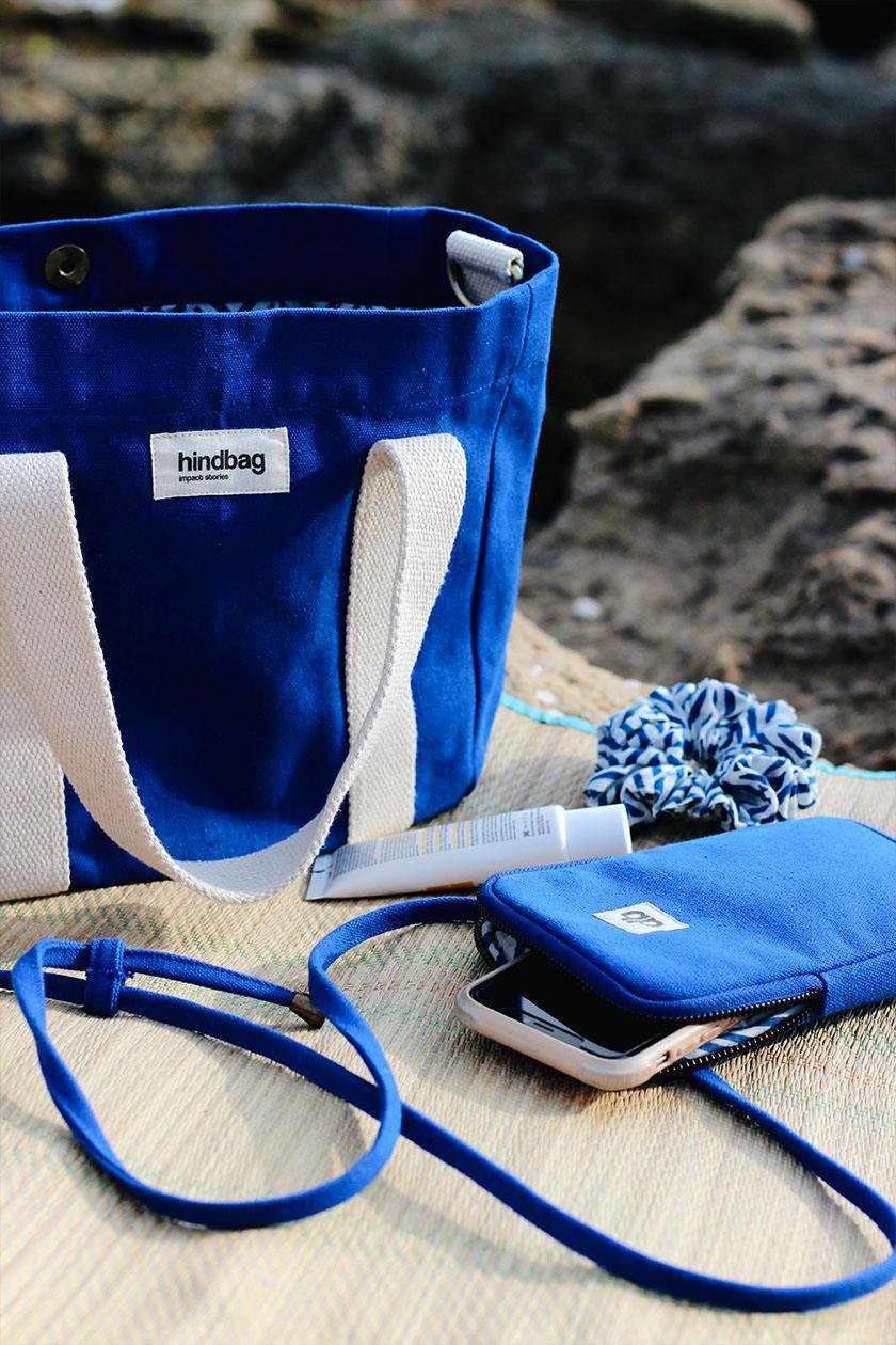 Cotton phone pouch Blue