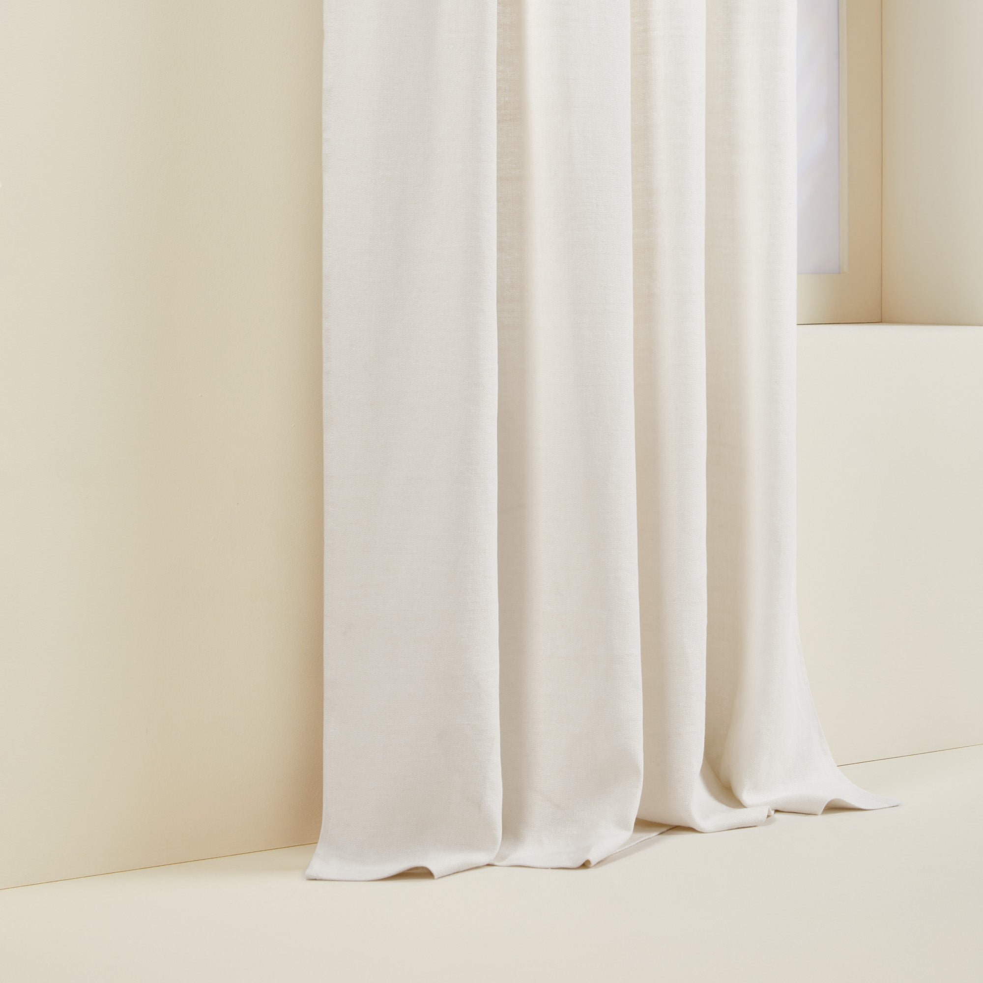 AUBIN - Linen curtain with gathering tape MADURA White