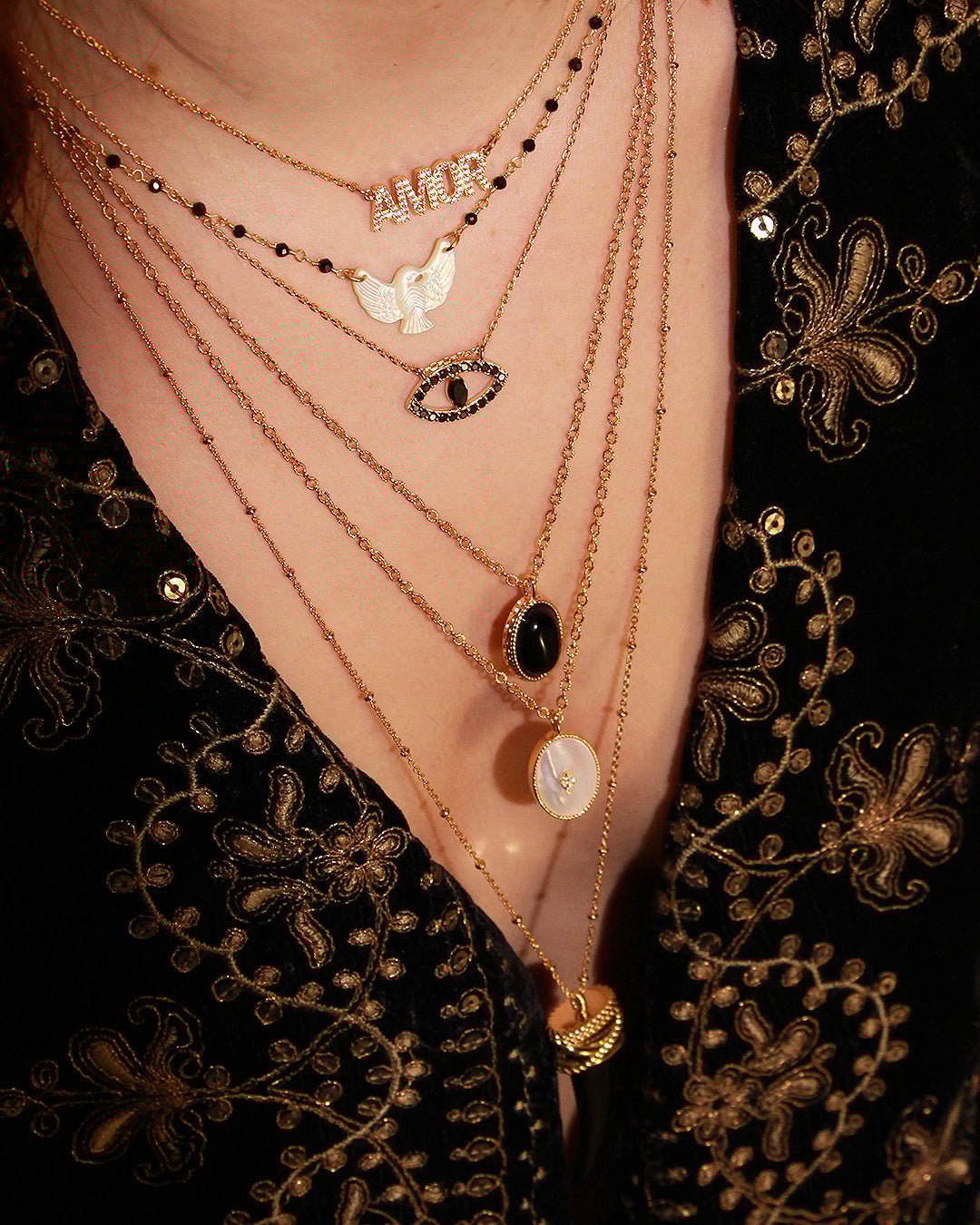 Gold-plated Nazar necklace Black