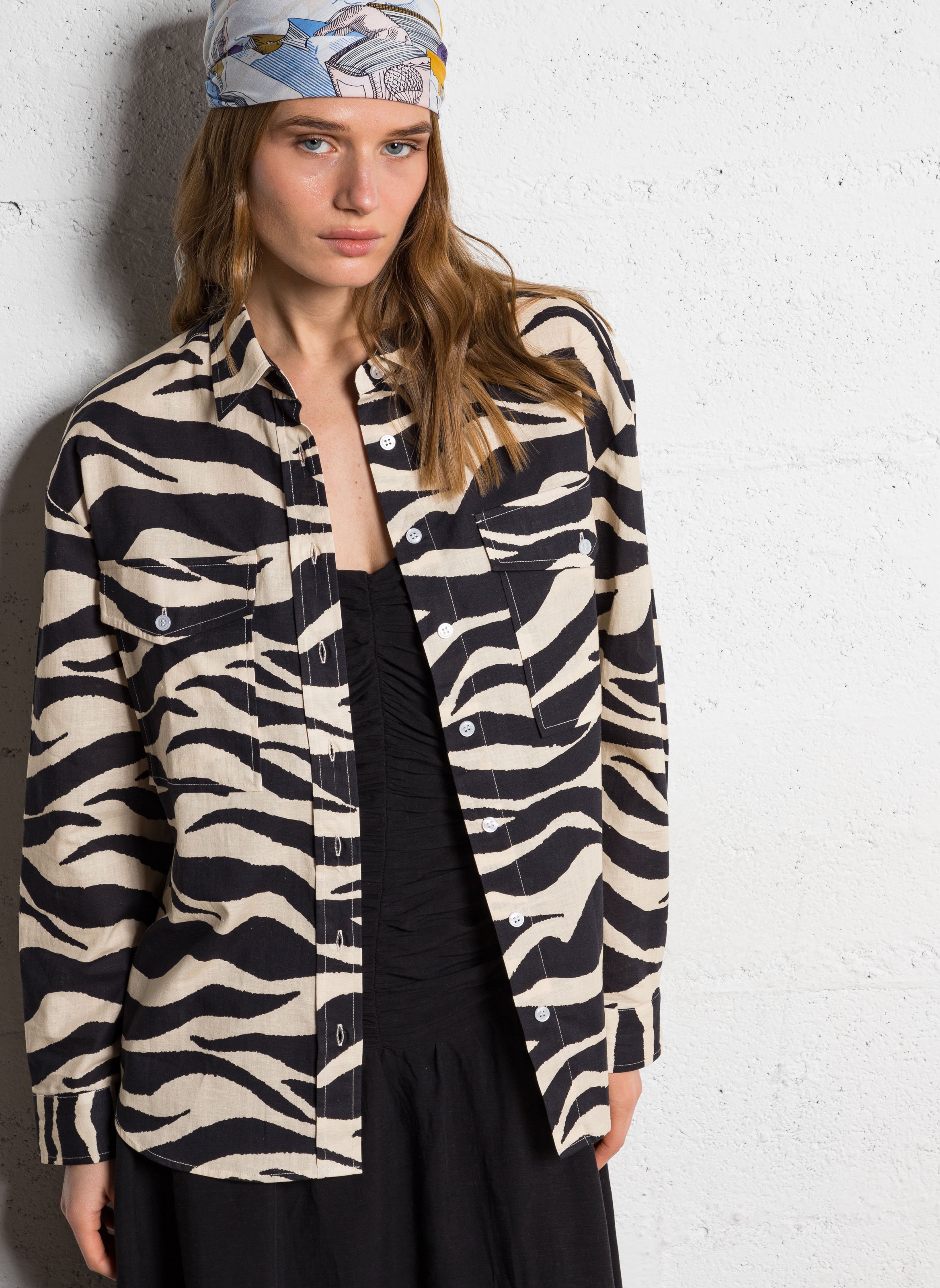 Gestreepte rechte blouse THE NEW SOCIETY Beige