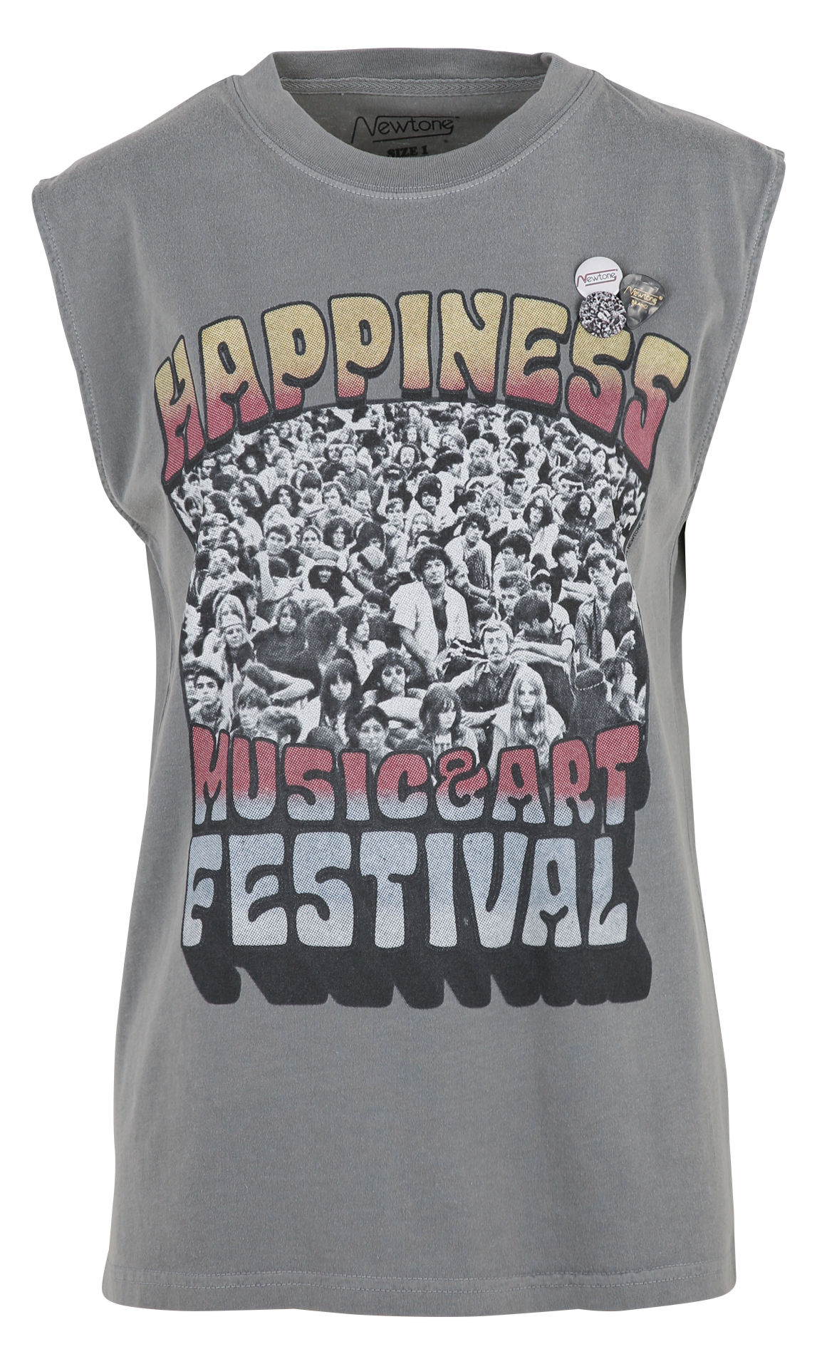 Straight-cut printed cotton T-shirt NEWTONE Grey