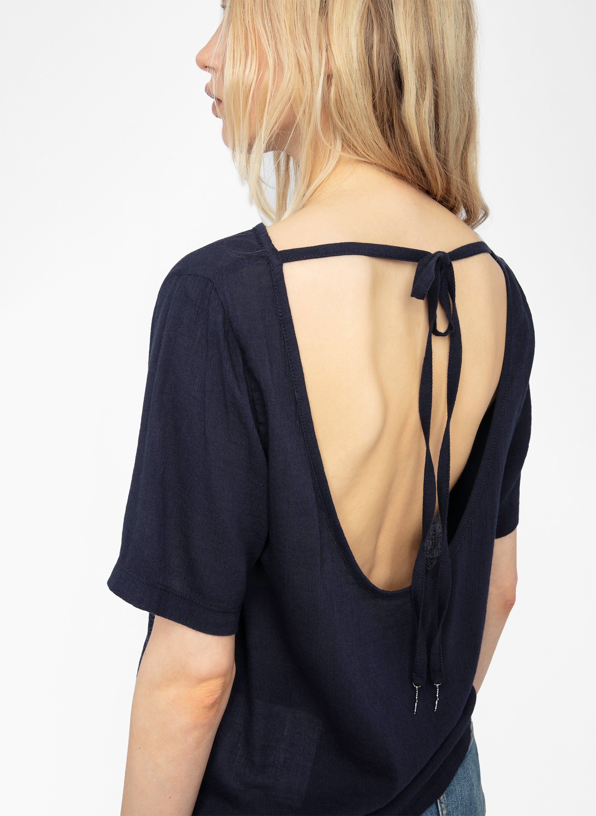 Tee-shirt col rond en coton mélangé ZADIG&VOLTAIRE Bleu