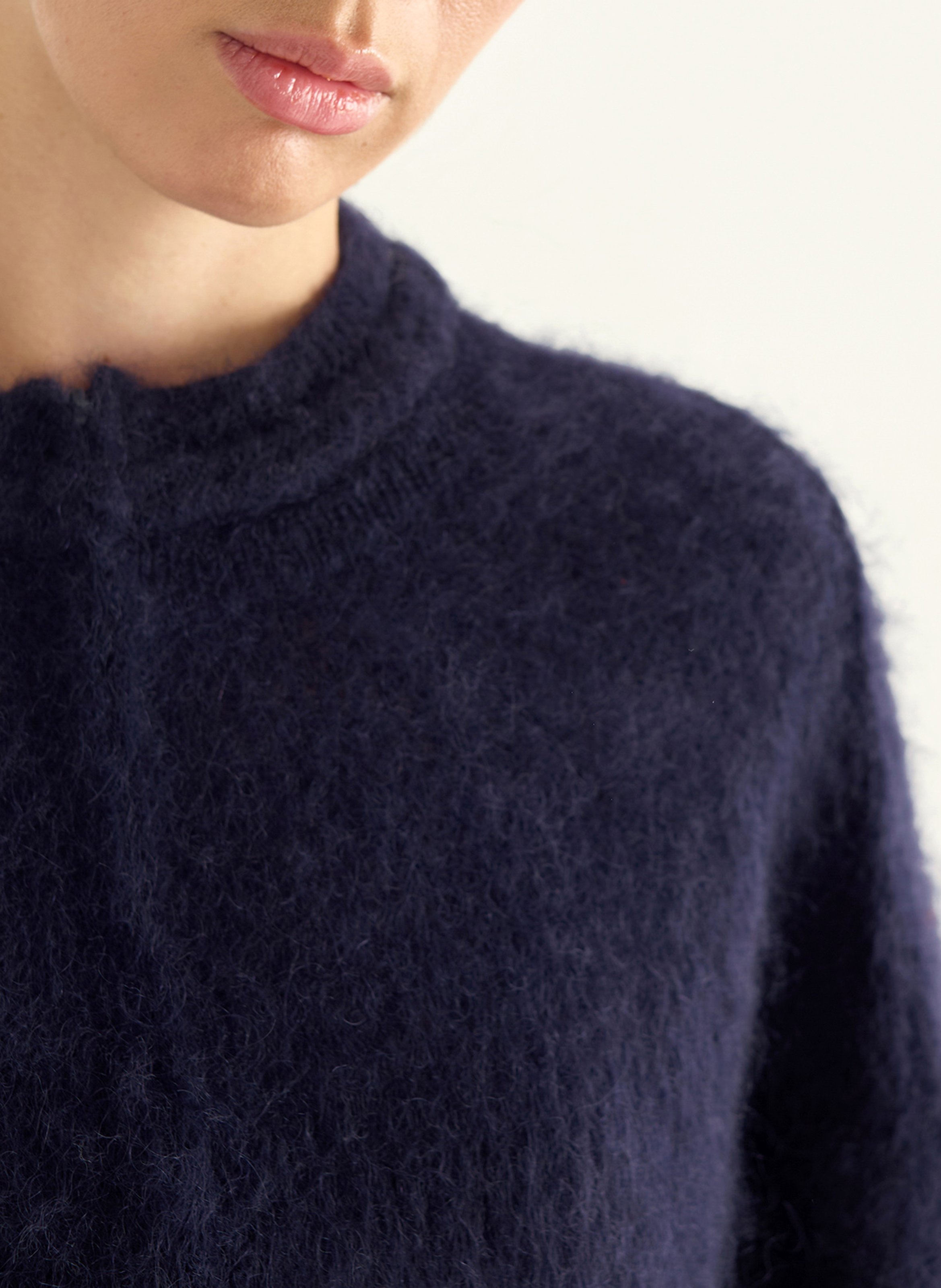 Cardigan oversize col montant en laine mélangée COTELAC Bleu