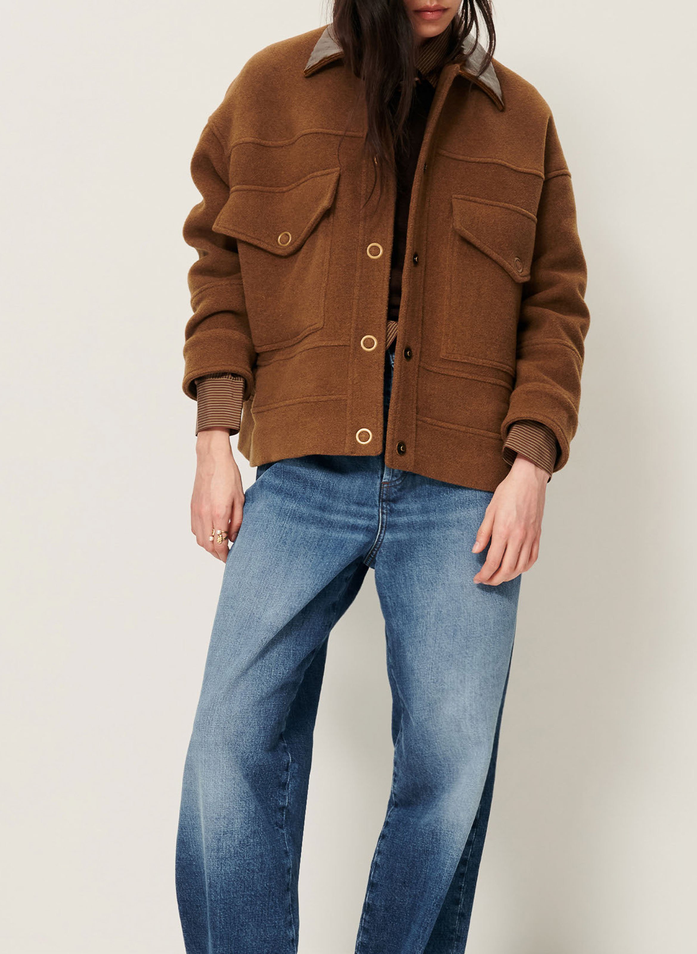 Kurzer Mantel aus Wollmix mit klassischem Kragen SESSUN Braun