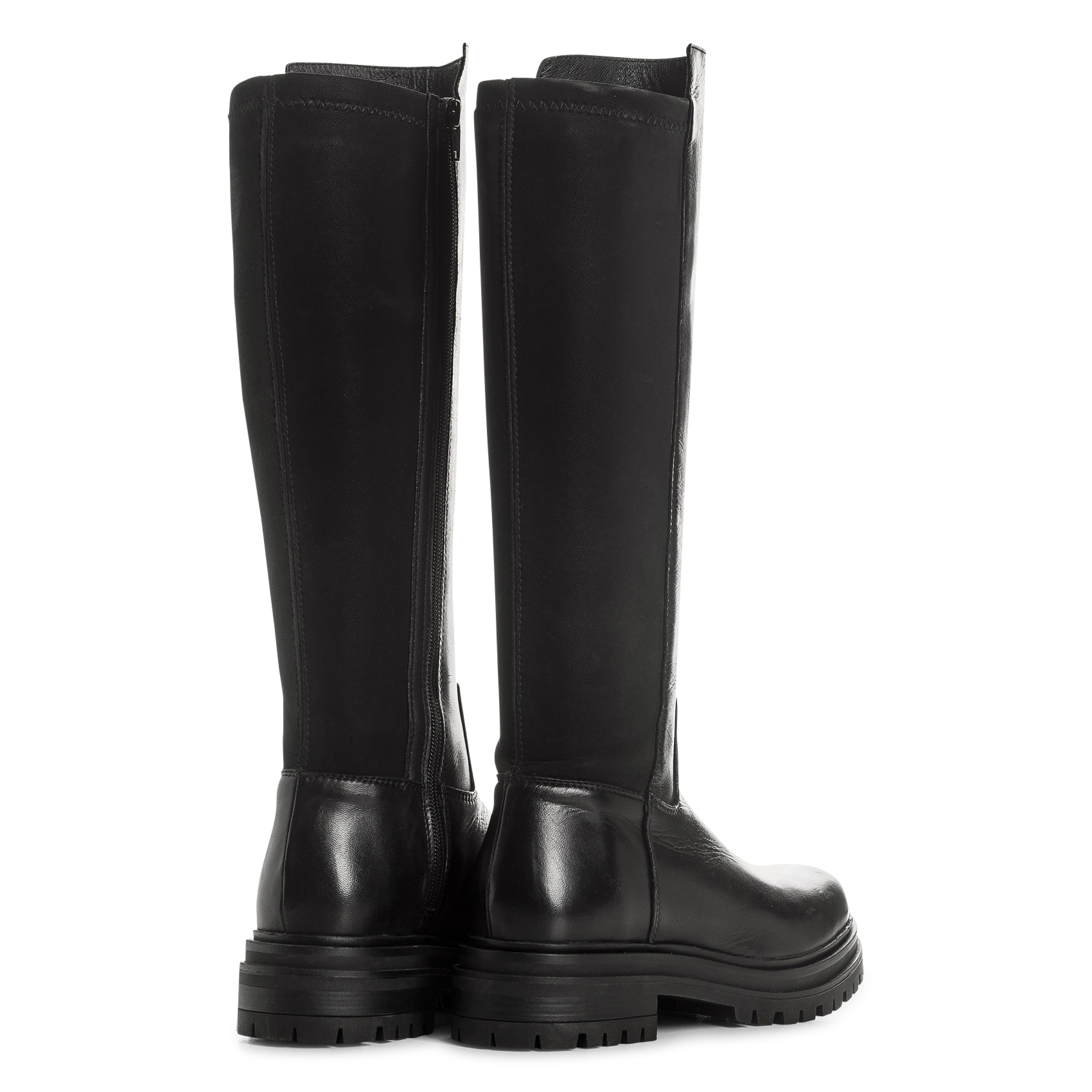Kniehoge laarzen van gemengd leer REQINS Zwart