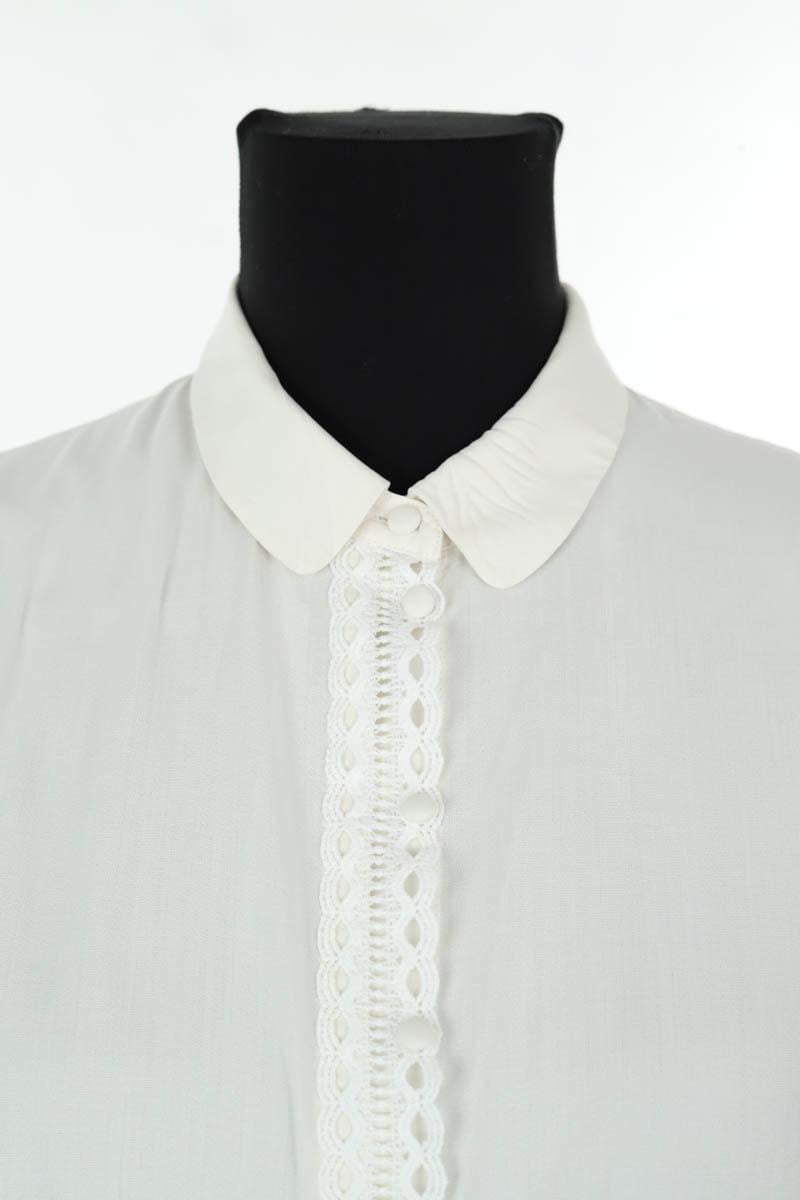 Printed silk satin classic-collar shirt SEZANE - Seconde main Beige